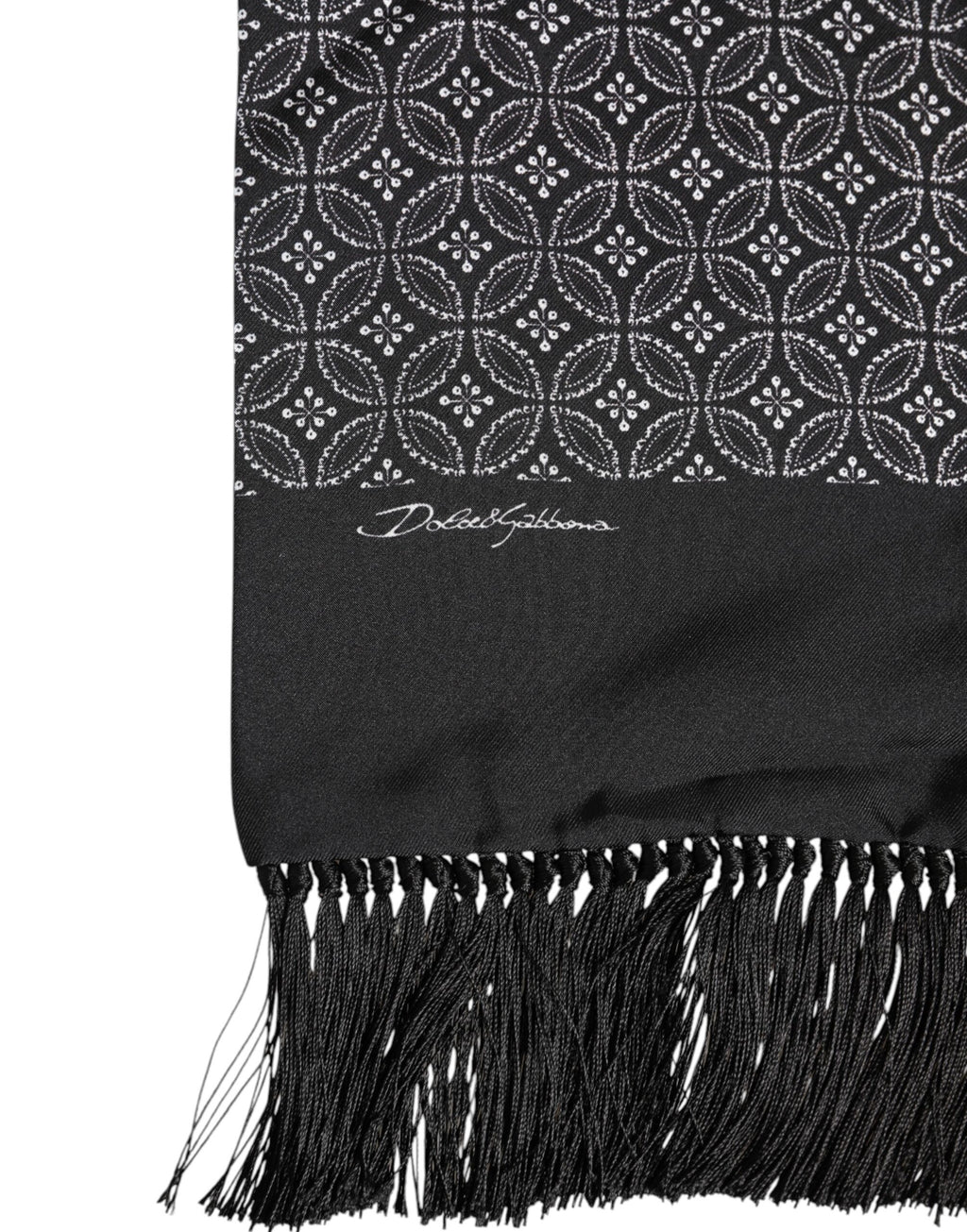 Écharpe Foulard Homme Dolce & Gabbana Noir à Motifs et Franges