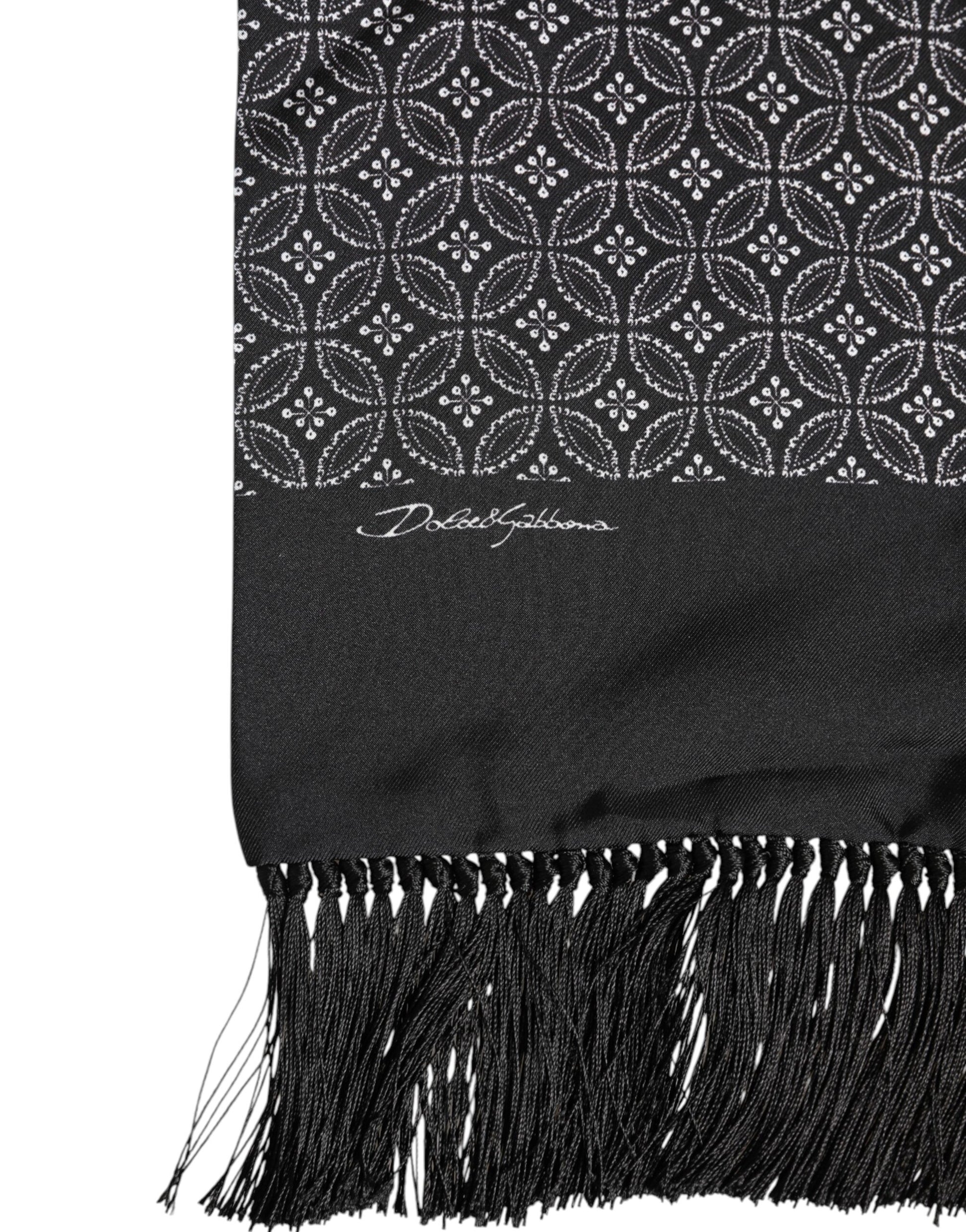 Écharpe Foulard Homme Dolce & Gabbana Noir à Motifs et Franges