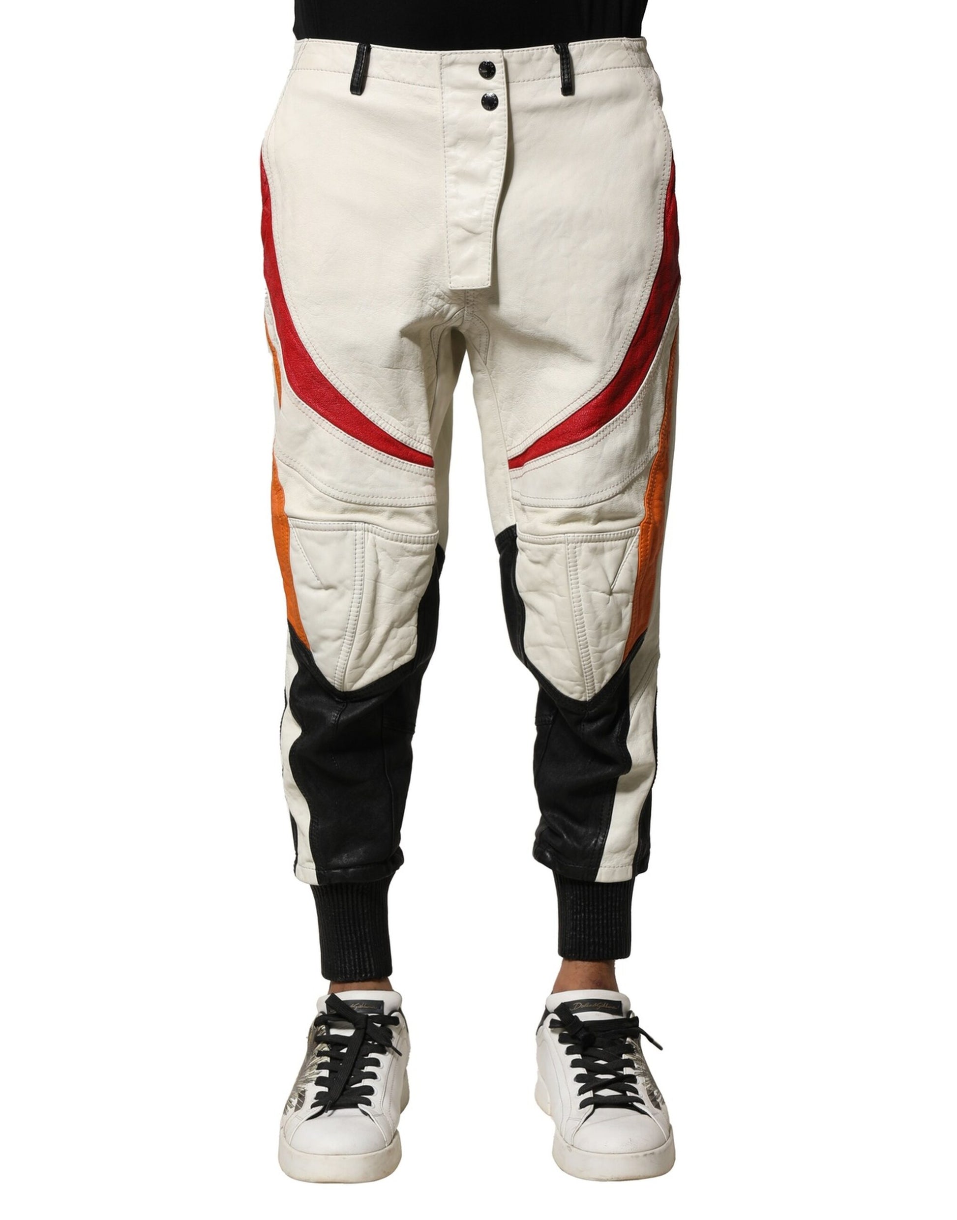 Pantalon Fuselé Homme Dolce & Gabbana en Peau d'Agneau Multicolore