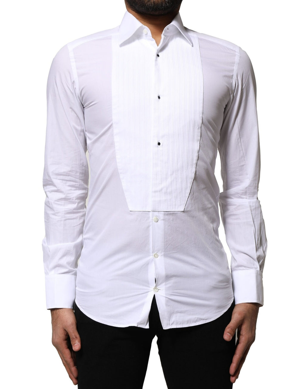 Chemise habillée Dolce & Gabbana en popeline de coton blanc GOLD