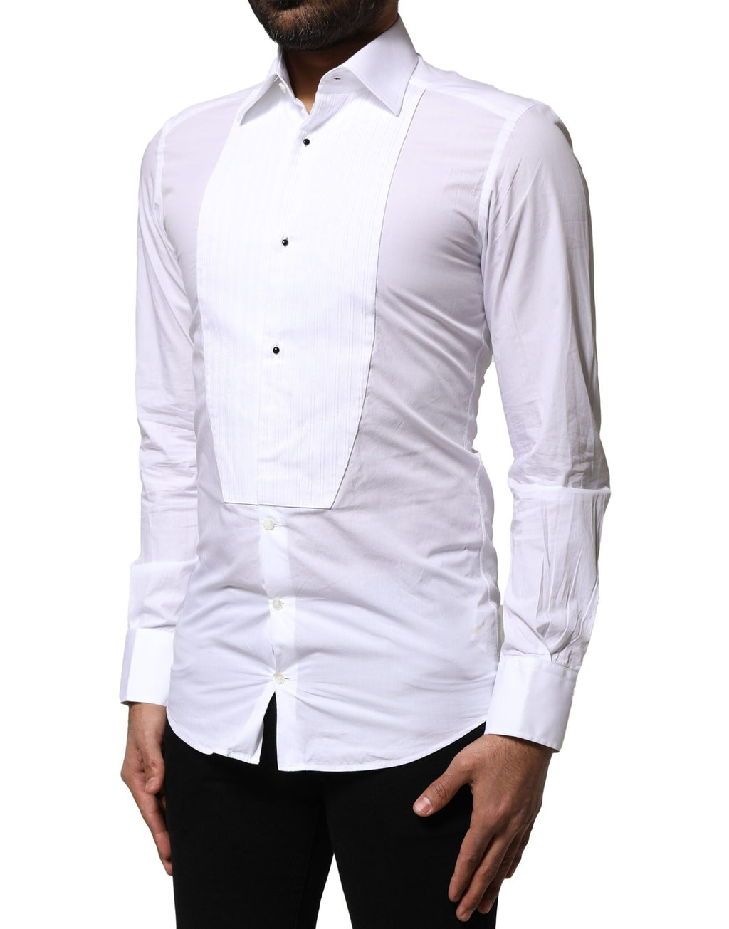 Chemise habillée Dolce & Gabbana en popeline de coton blanc GOLD