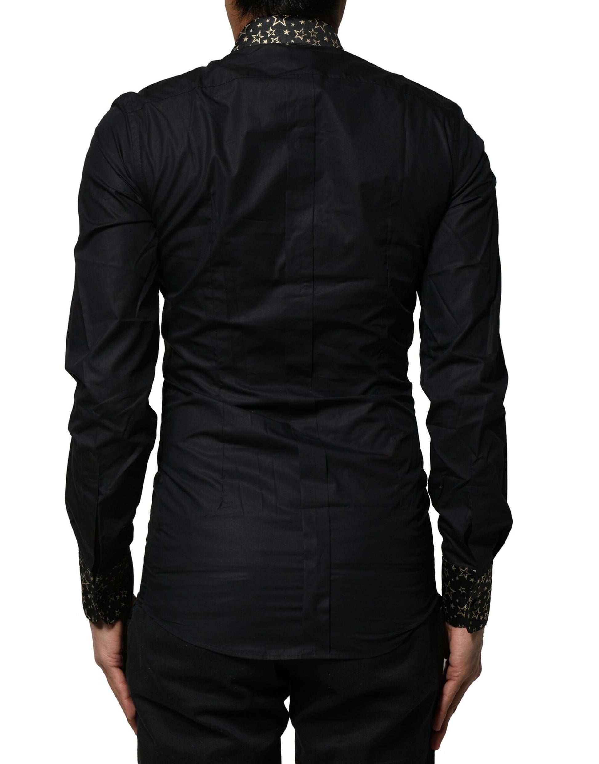 Chemise Dolce & Gabbana noire en coton à manches longues GOLD