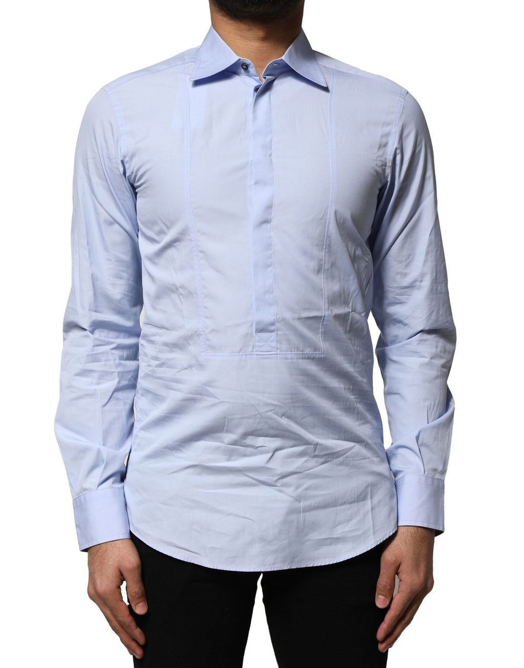 Chemise habillée Dolce & Gabbana en coton bleu clair à manches longues