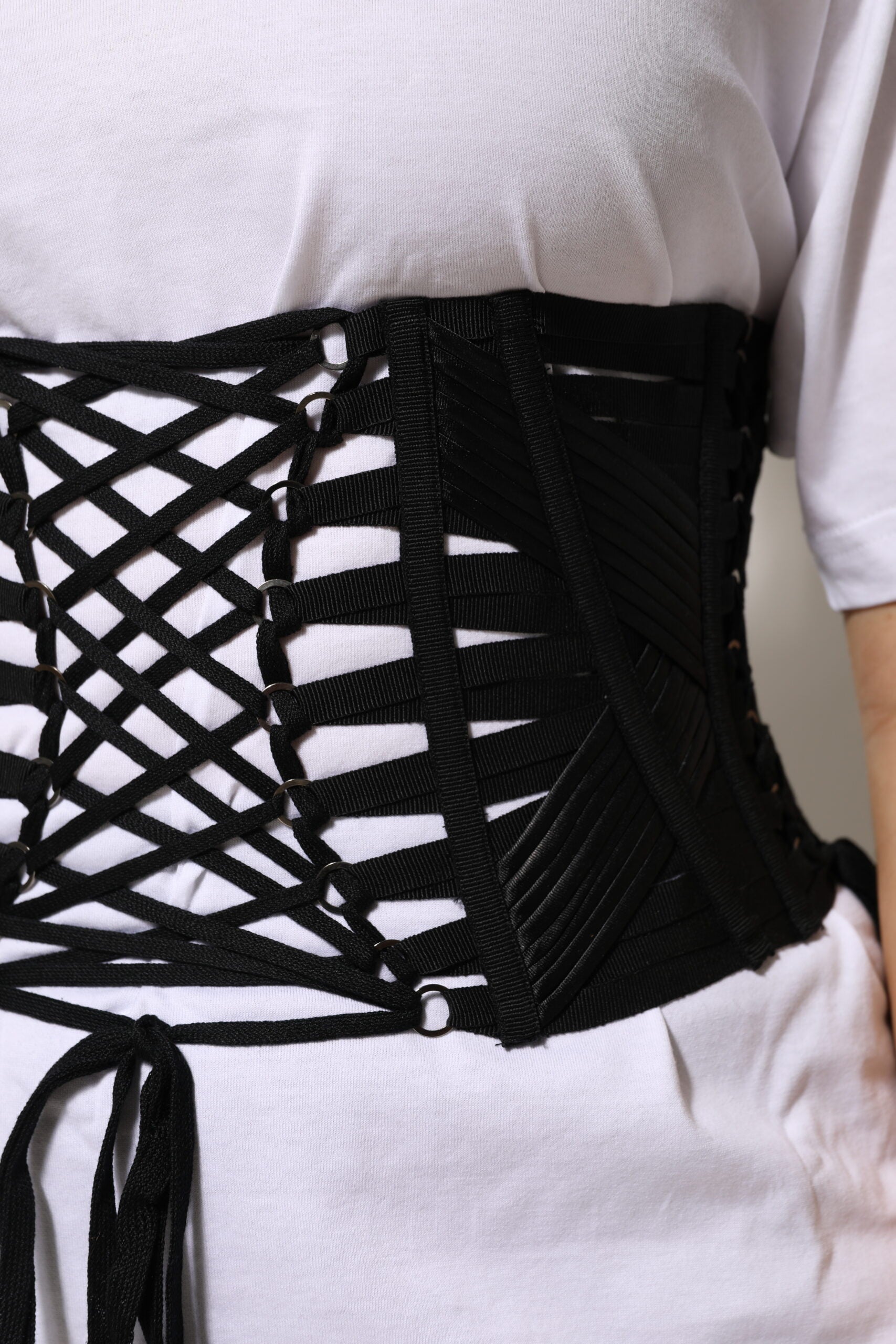 Ceinture corset Dolce & Gabbana en coton noir avec laçage à la taille