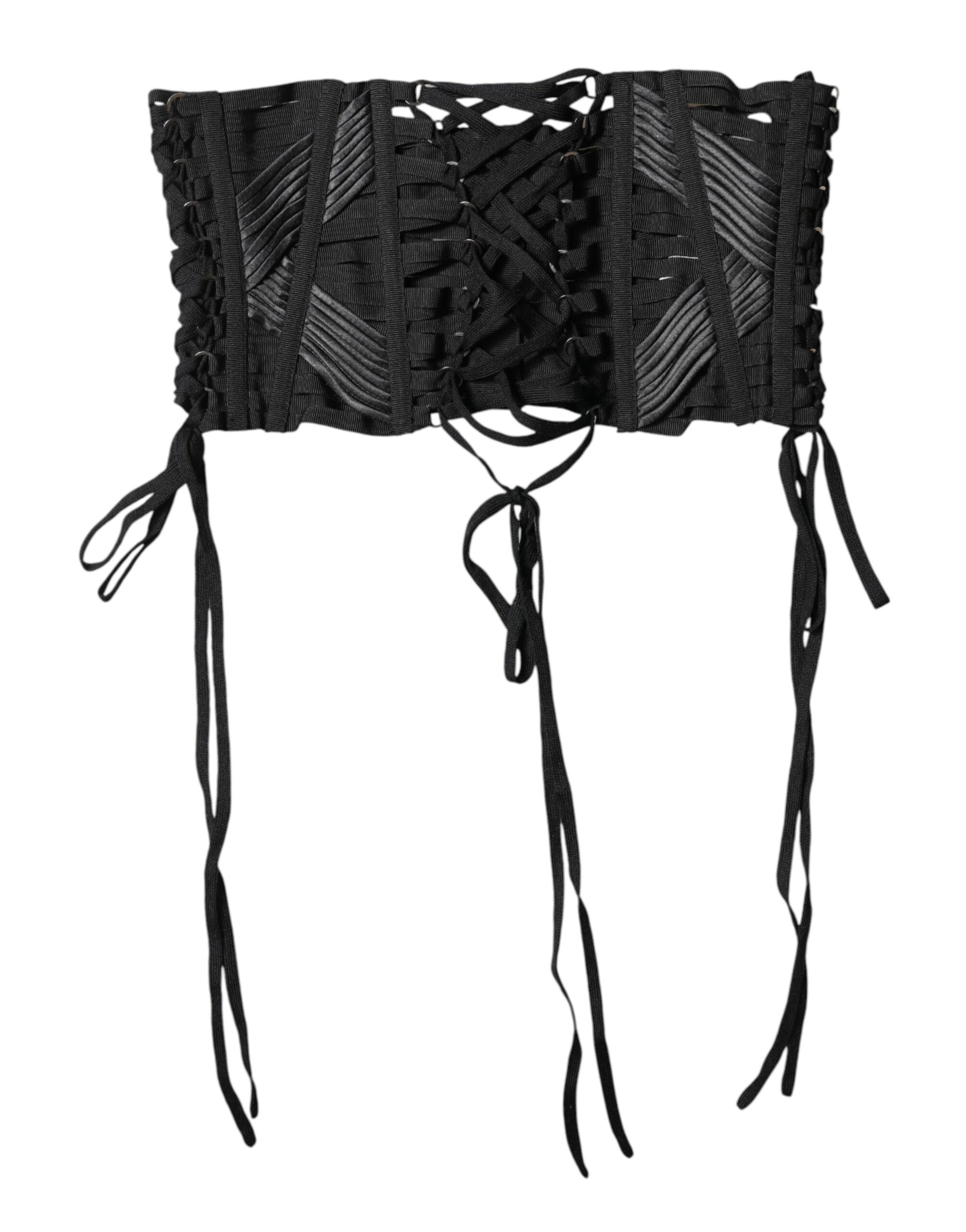 Ceinture corset Dolce & Gabbana en coton noir avec laçage à la taille