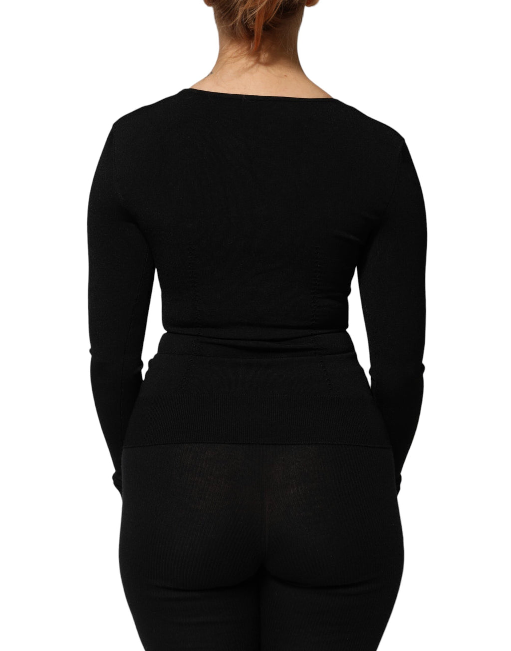 Haut pull Dolce & Gabbana noir à manches longues et col carré