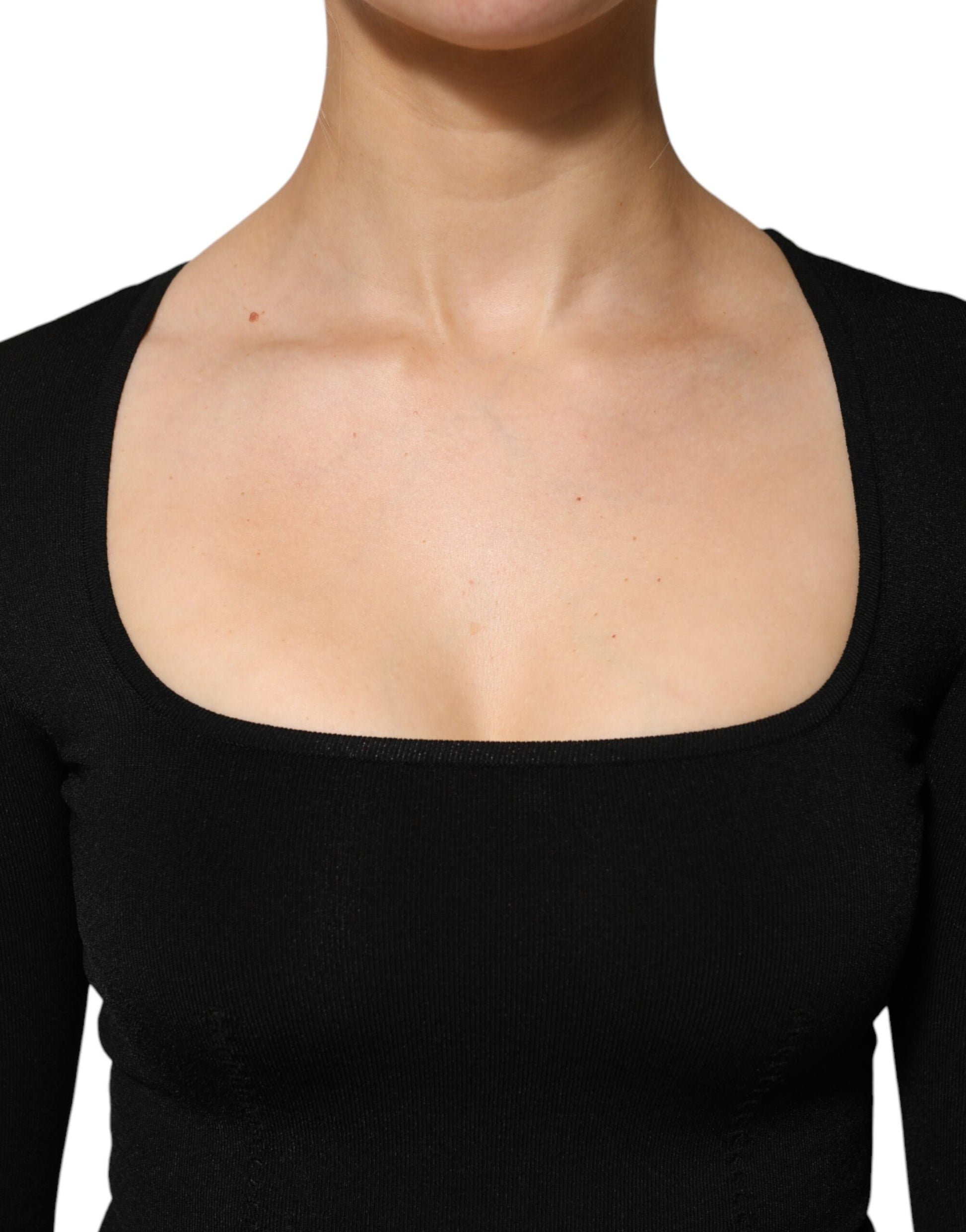 Haut pull Dolce & Gabbana noir à manches longues et col carré