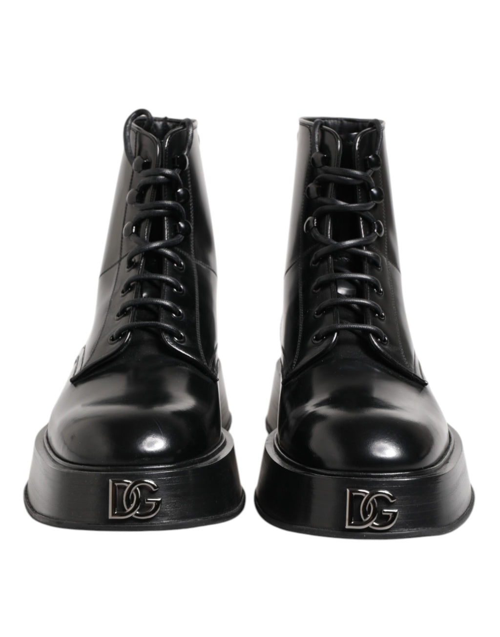 Bottines Dolce & Gabbana en cuir noir avec logo et lacets