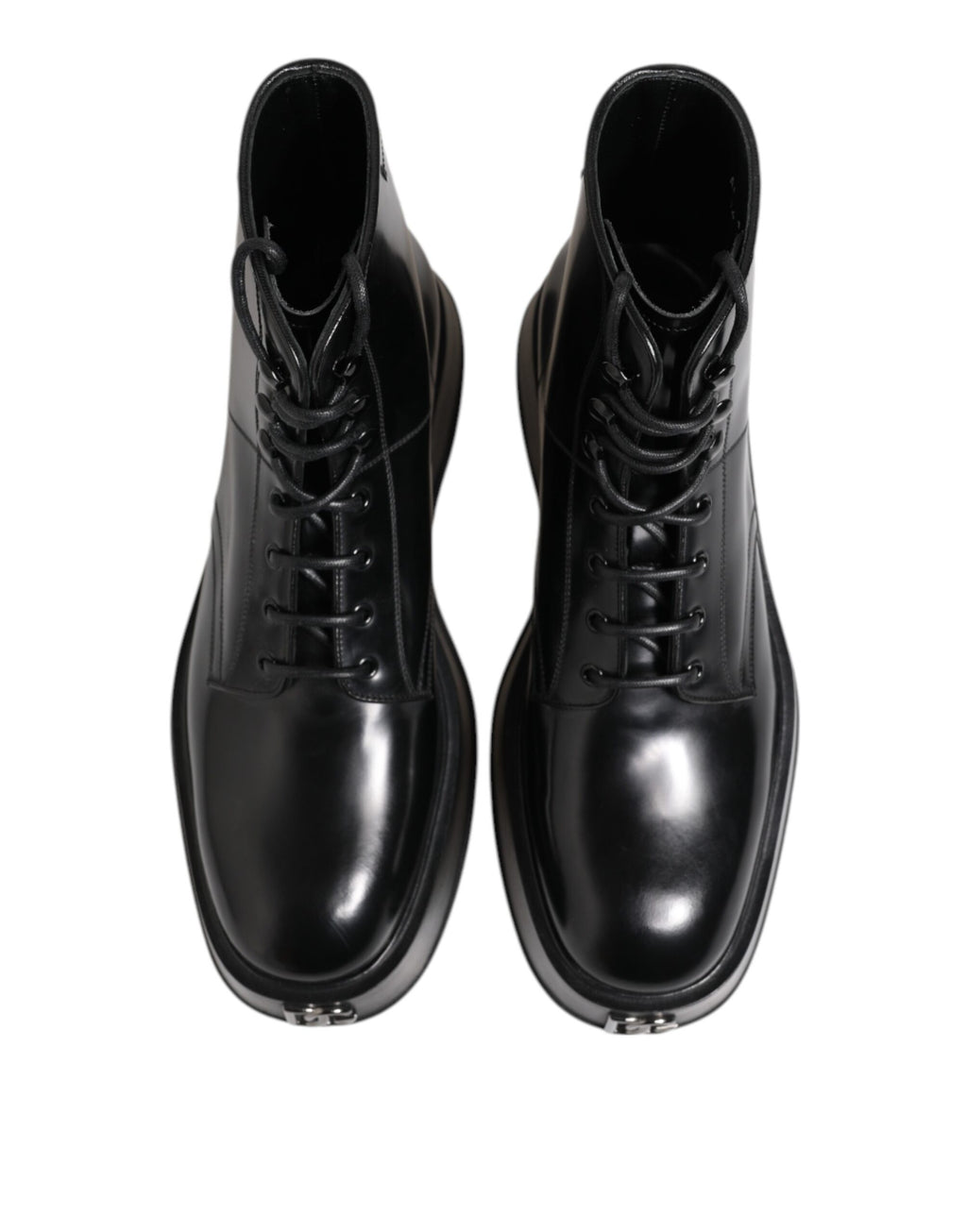 Bottines Dolce & Gabbana en cuir noir avec logo et lacets