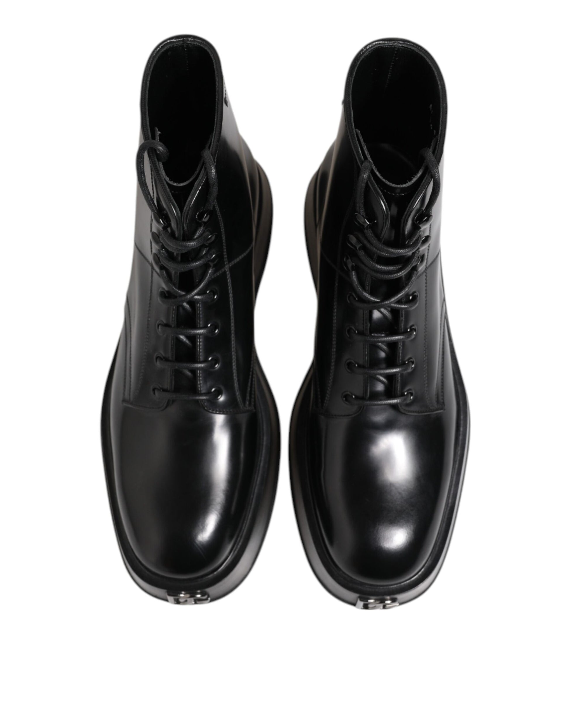 Bottines Dolce & Gabbana en cuir noir avec logo et lacets
