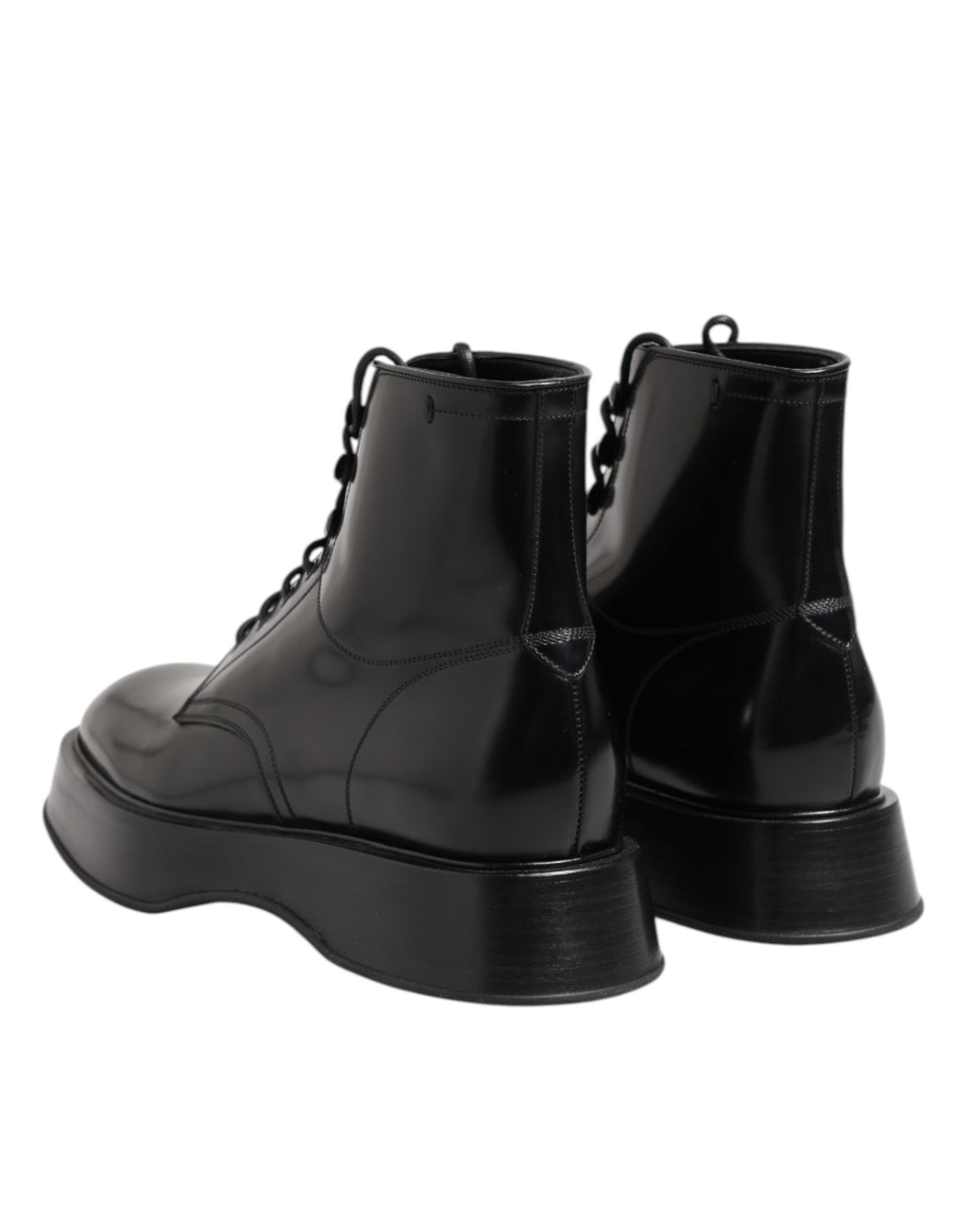 Bottines Dolce & Gabbana en cuir noir avec logo et lacets