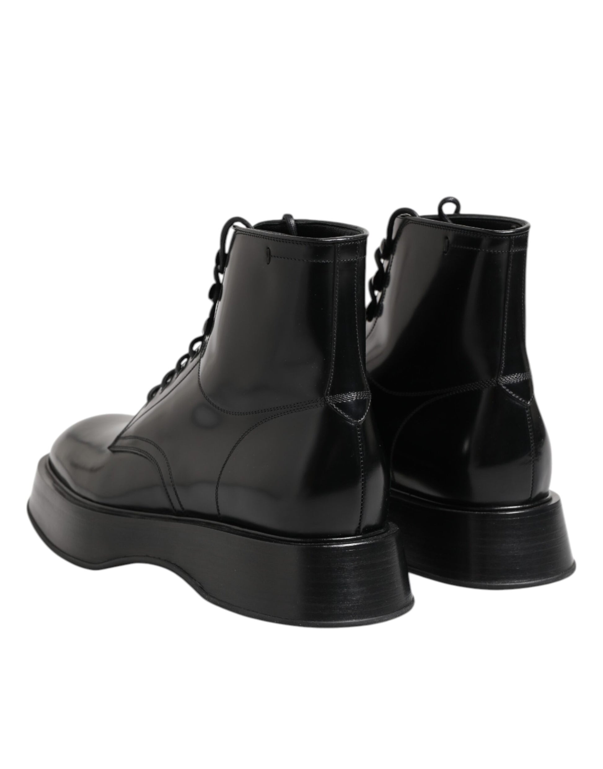 Bottines Dolce & Gabbana en cuir noir avec logo et lacets