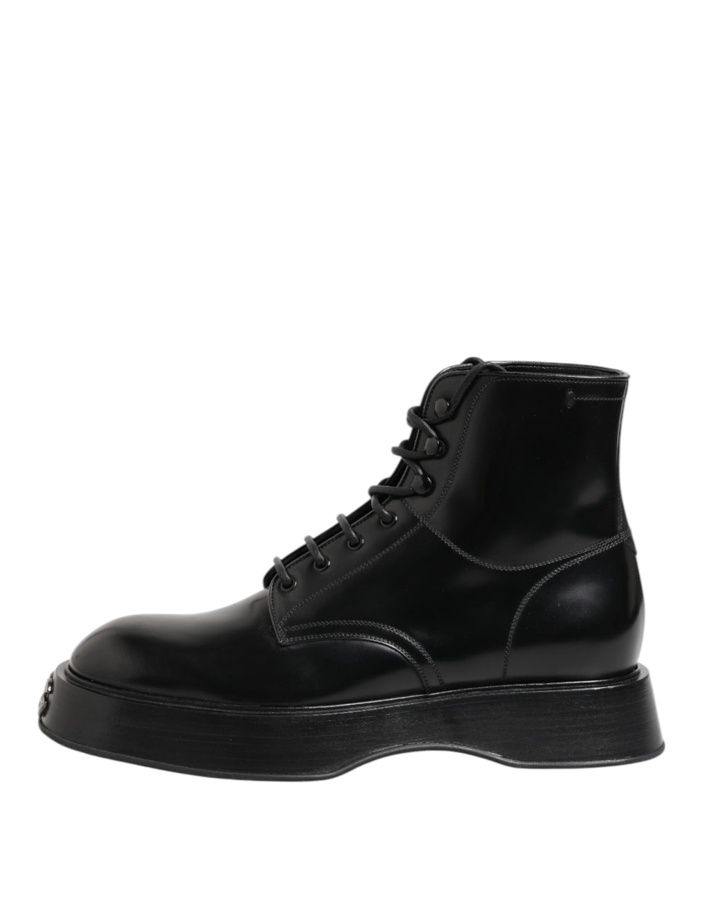 Bottines Dolce & Gabbana en cuir noir avec logo et lacets