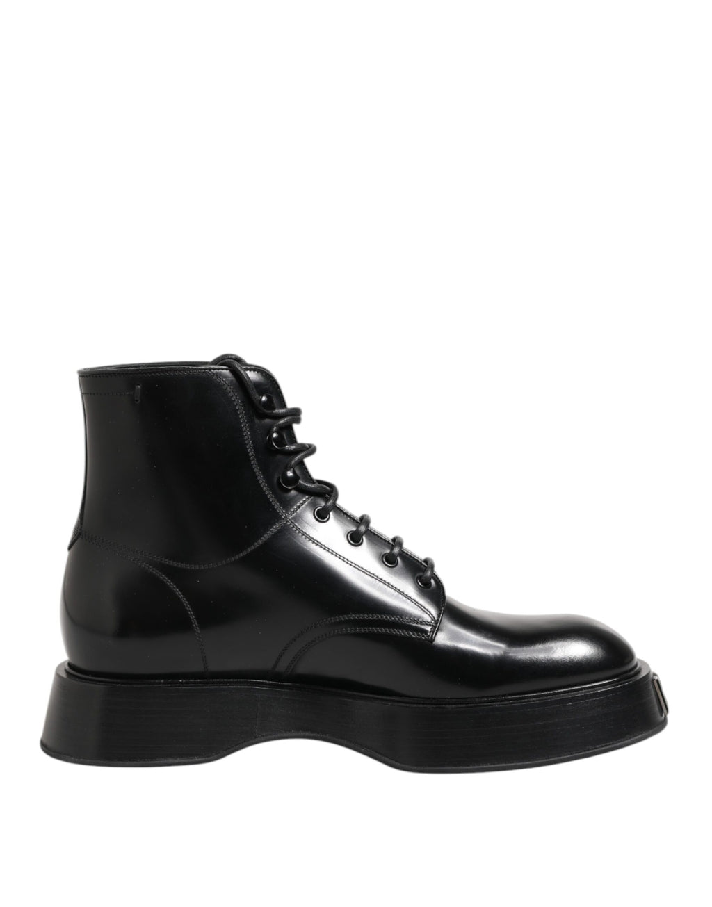 Bottines Dolce & Gabbana en cuir noir avec logo et lacets