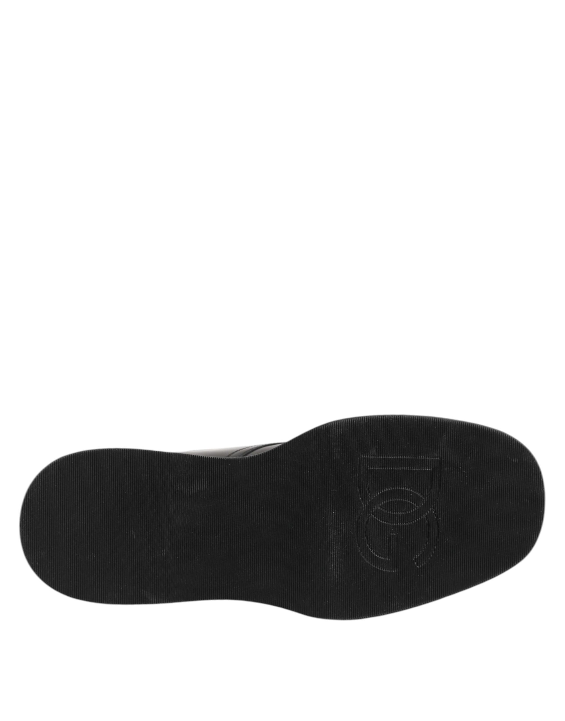 Bottines Dolce & Gabbana en cuir noir avec logo et lacets