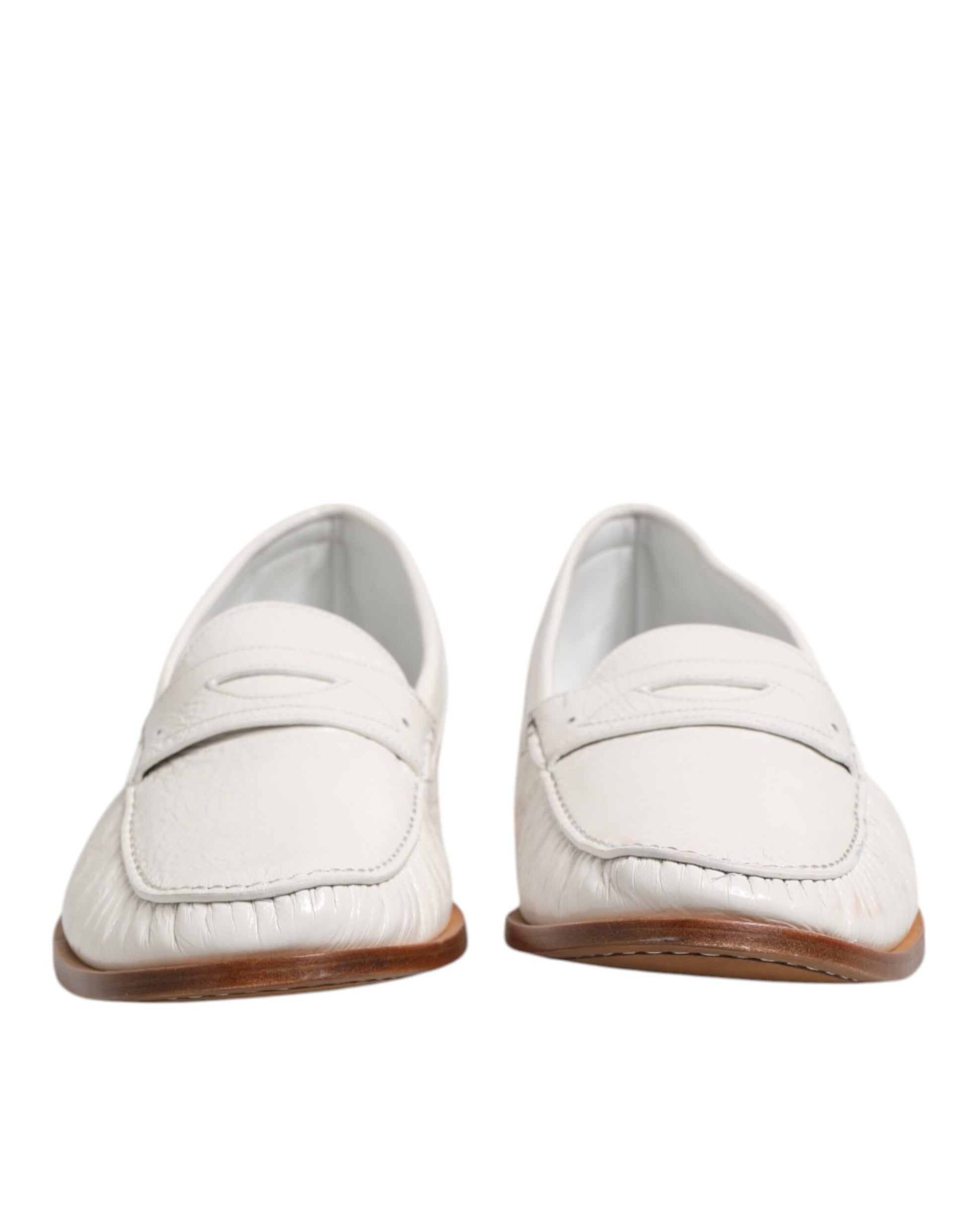 Mocassins en cuir blanc Dolce & Gabbana Chaussures à enfiler