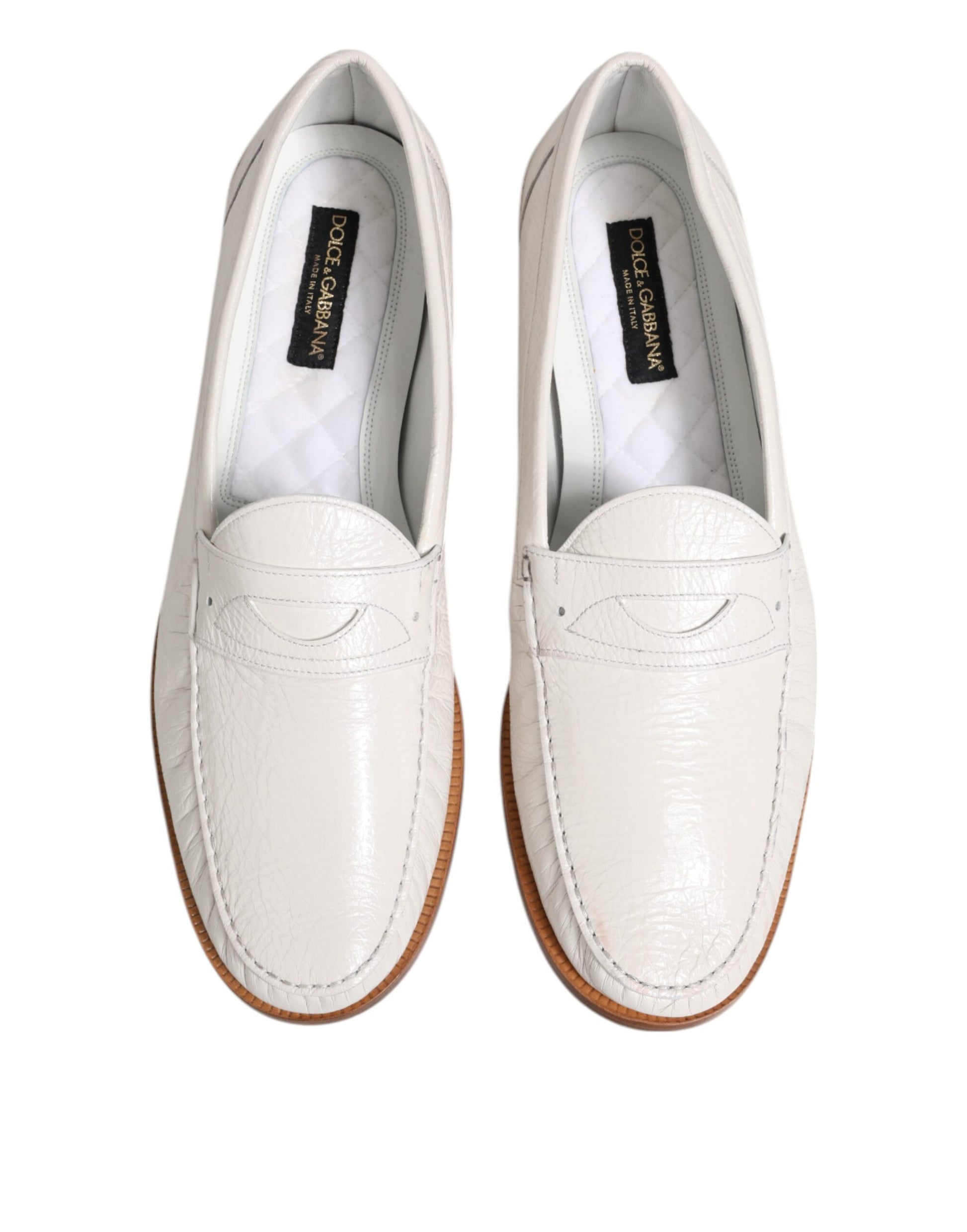 Mocassins en cuir blanc Dolce & Gabbana Chaussures à enfiler