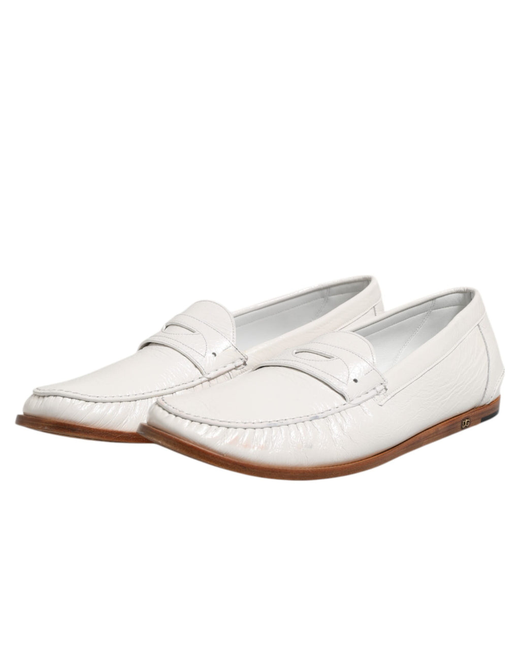 Mocassins en cuir blanc Dolce & Gabbana Chaussures à enfiler