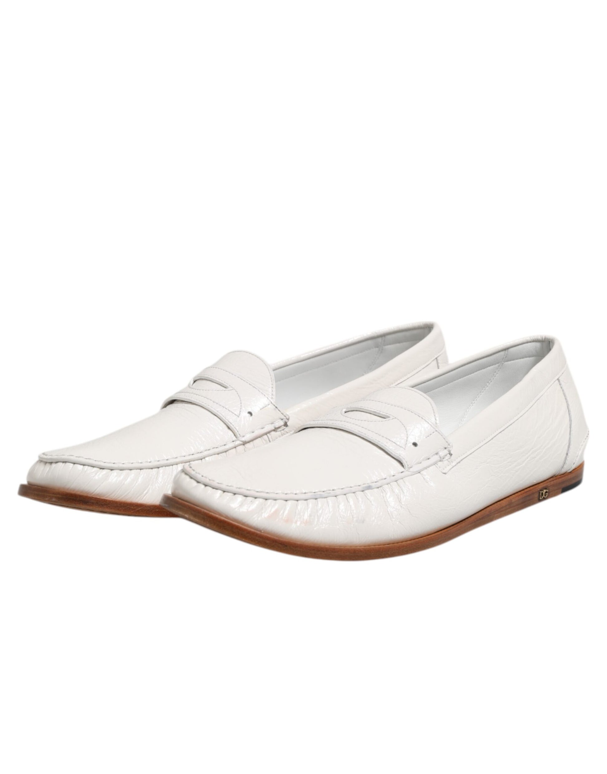 Mocassins en cuir blanc Dolce & Gabbana Chaussures à enfiler