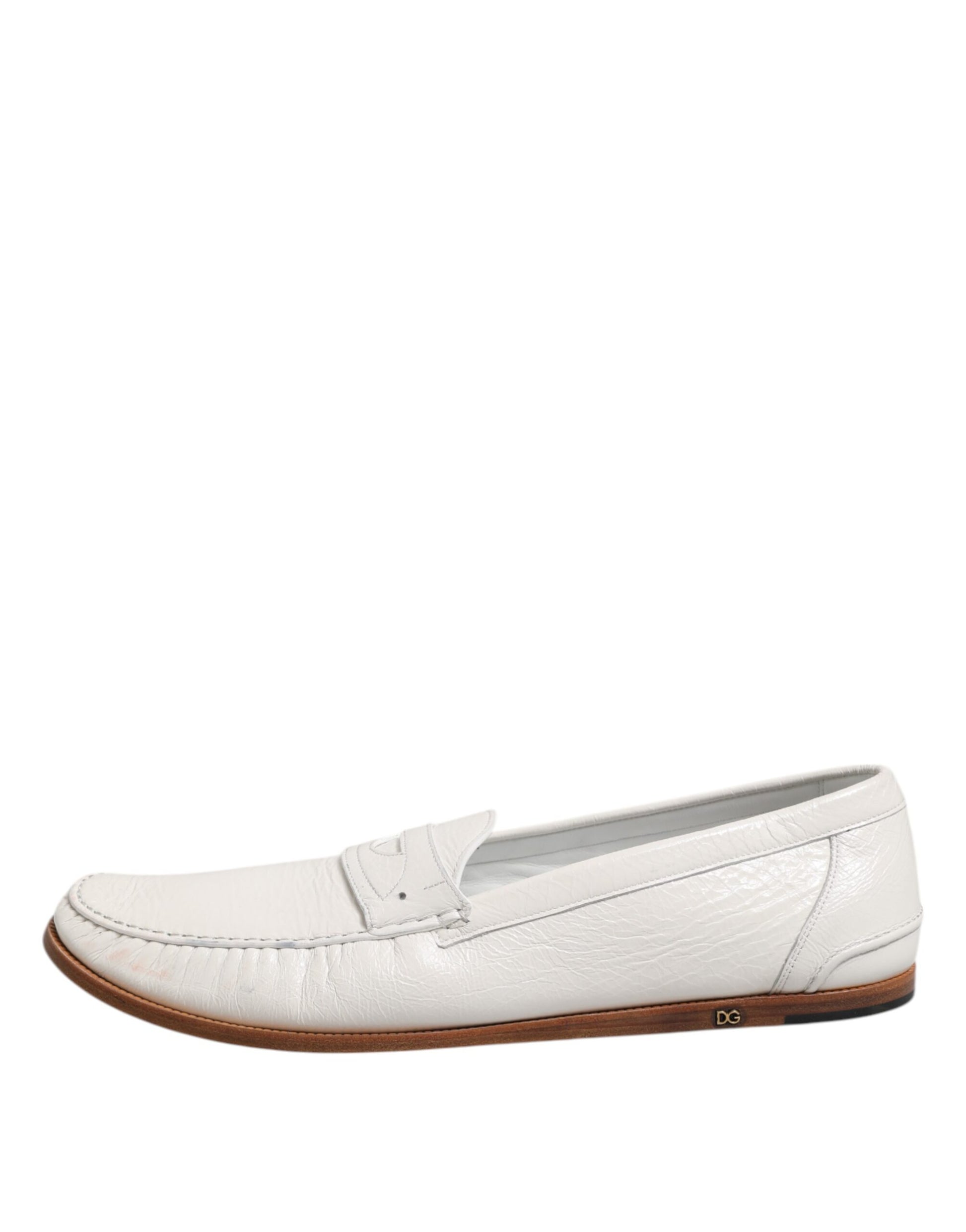 Mocassins en cuir blanc Dolce & Gabbana Chaussures à enfiler