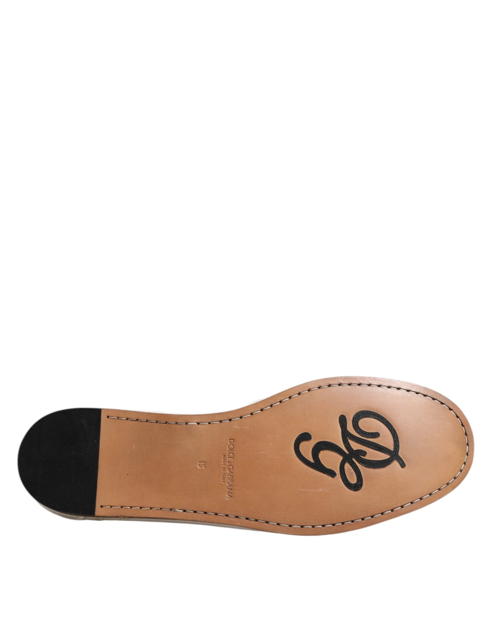 Mocassins en cuir blanc Dolce & Gabbana Chaussures à enfiler