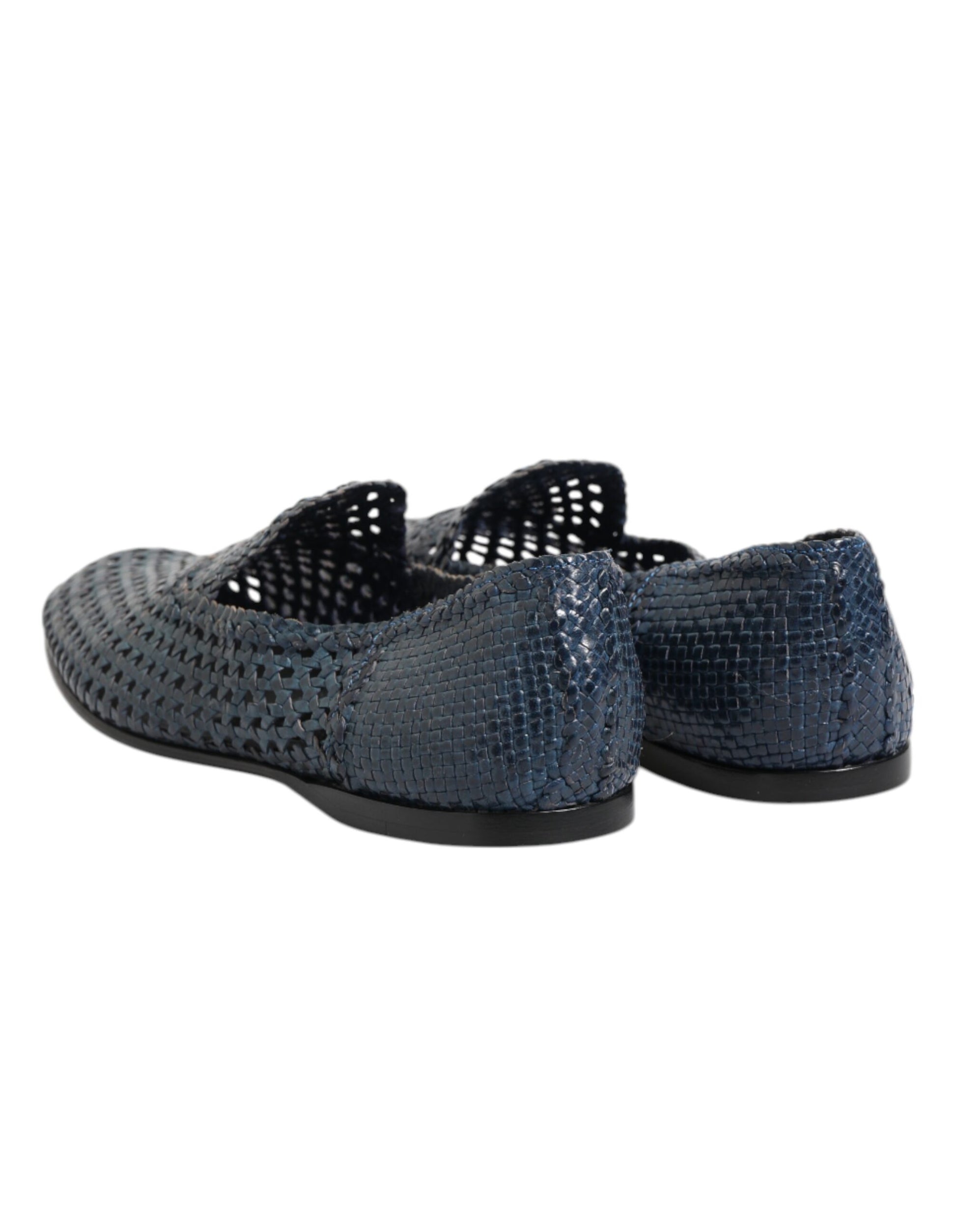 Chaussures Mocassins à Enfiler en Cuir Tressé Bleu Dolce & Gabbana