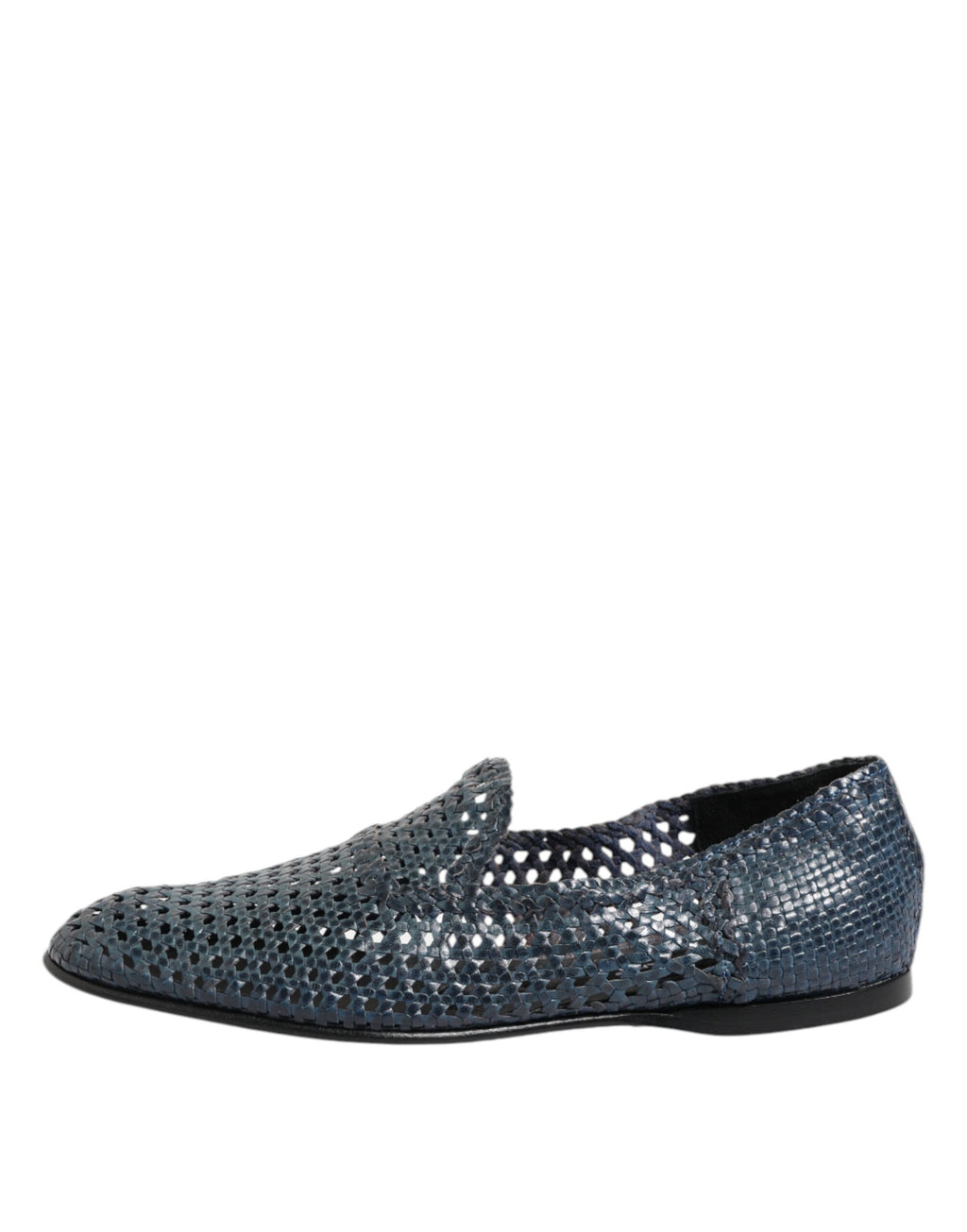 Chaussures Mocassins à Enfiler en Cuir Tressé Bleu Dolce & Gabbana