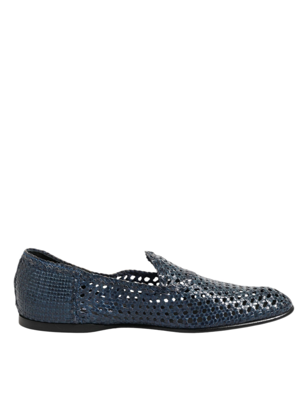 Chaussures Mocassins à Enfiler en Cuir Tressé Bleu Dolce & Gabbana