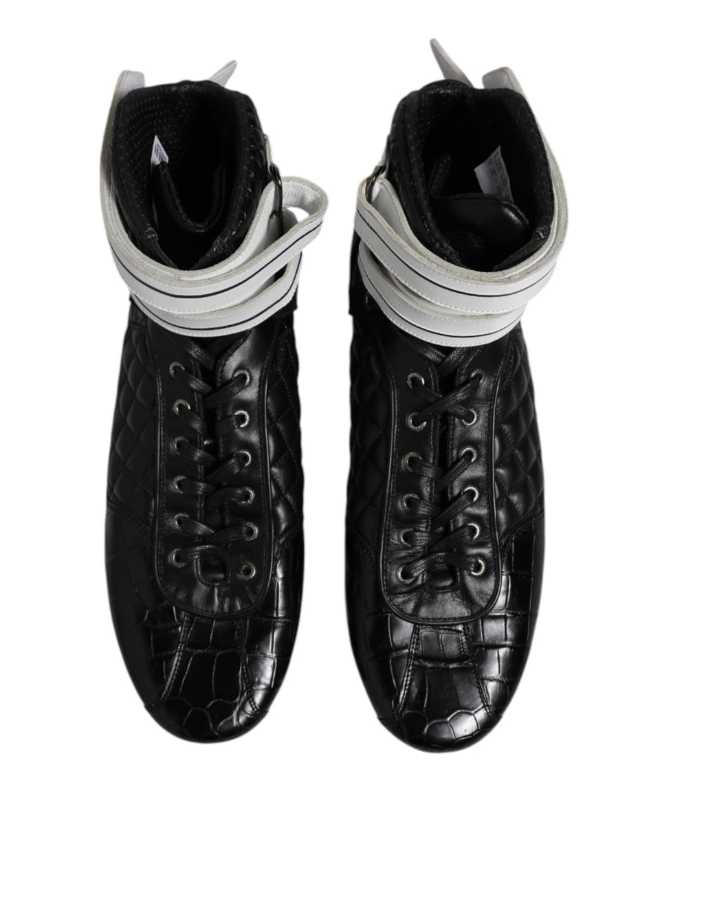 Chaussures Baskets Montantes Matelassées en Cuir Noir Dolce & Gabbana