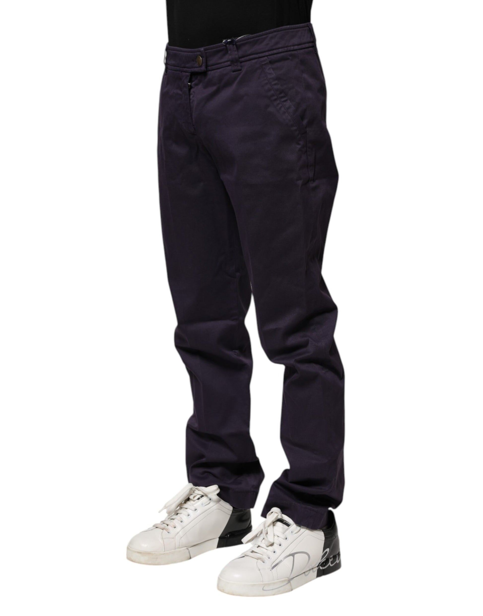 Incotex Dunkelviolette, lässige, gerade Hose mit mittlerer Taille