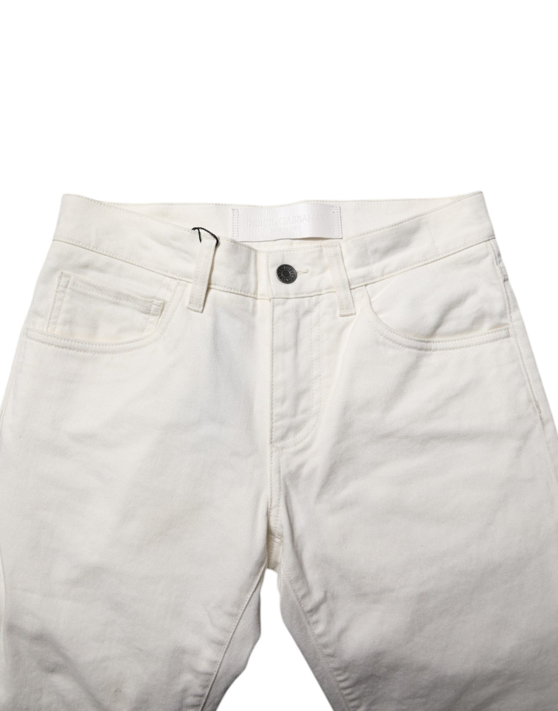 Dolce & Gabbana White Cotton Skinny Men Denim Jeans