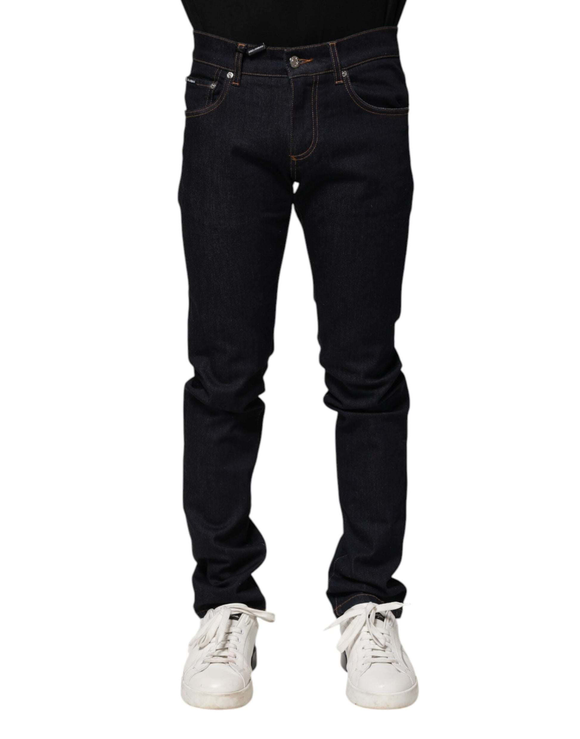 Jeans skinny en denim de coton noir Dolce & Gabbana pour homme