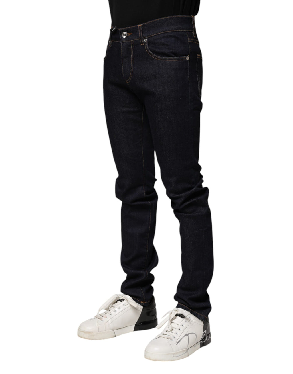 Jeans skinny en denim de coton noir Dolce & Gabbana pour homme
