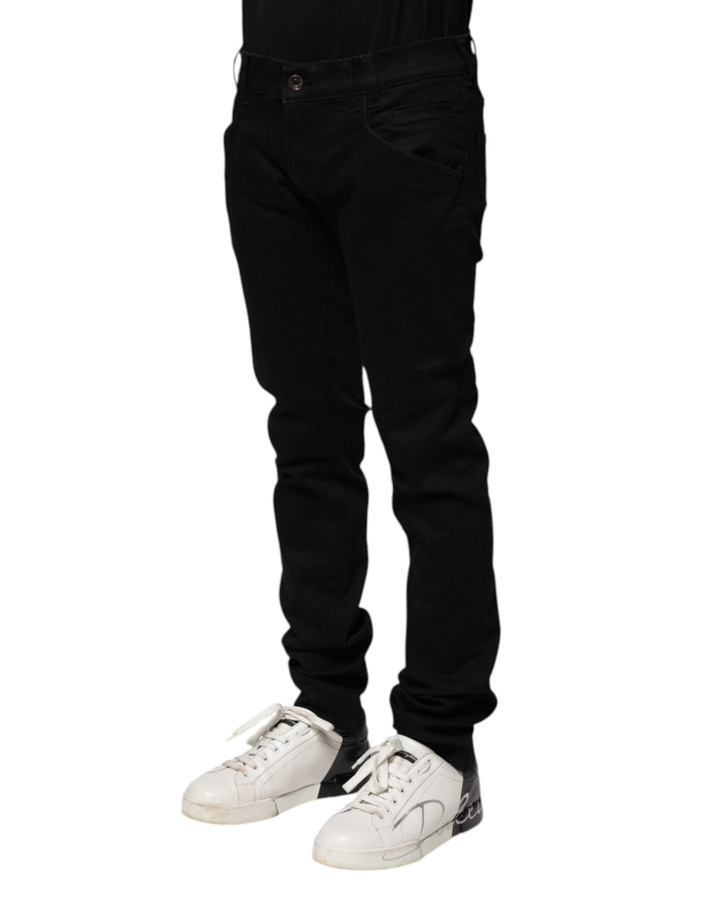 Jeans skinny en denim de coton noir Dolce & Gabbana pour homme