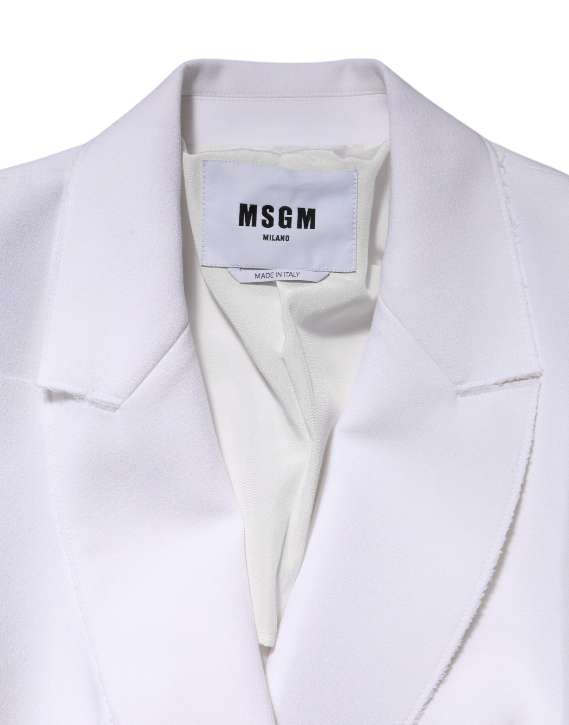 MSGM – Weiße Wickeljacke aus Polyester mit langen Ärmeln und Rüschen