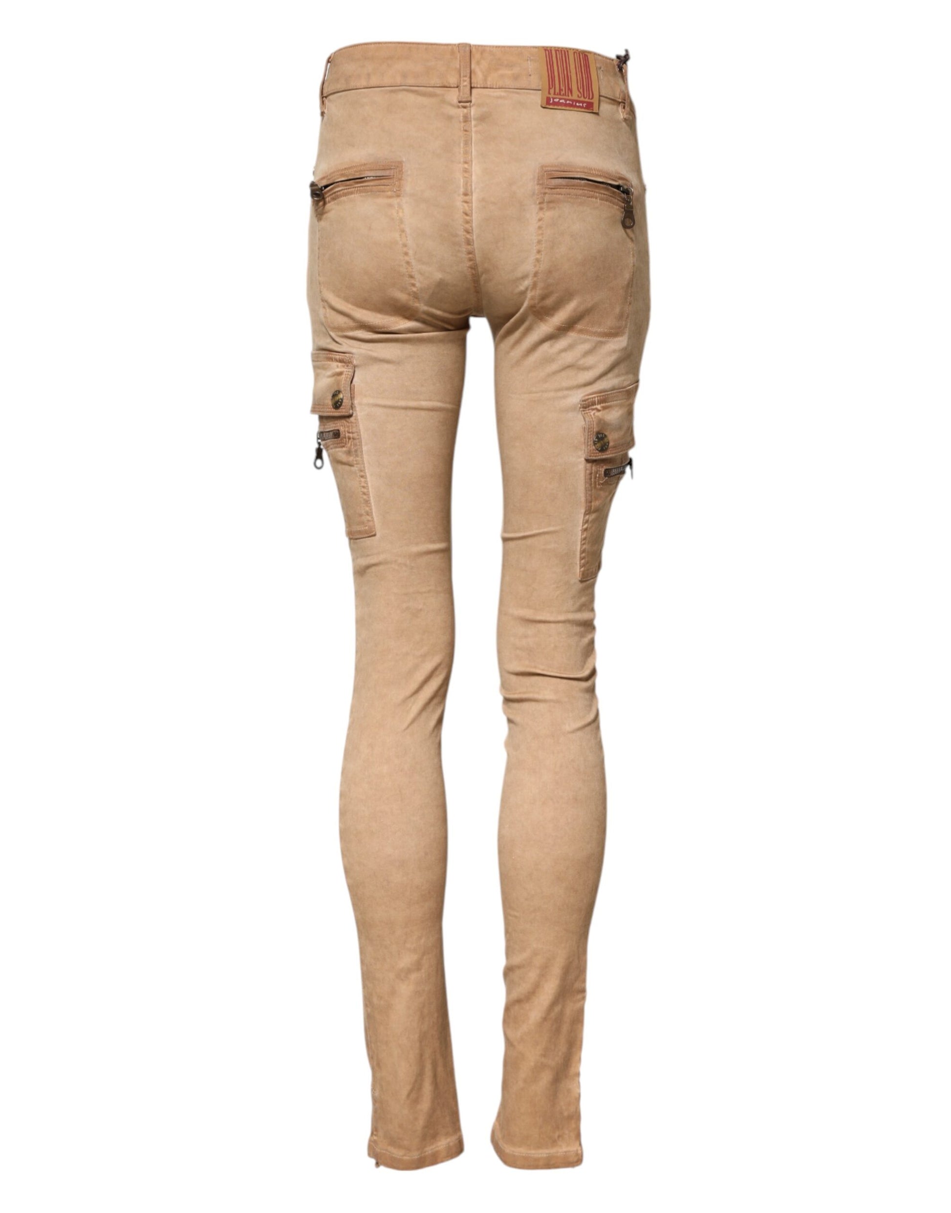 PLEIN SUD Jean en denim skinny taille mi-haute en coton marron