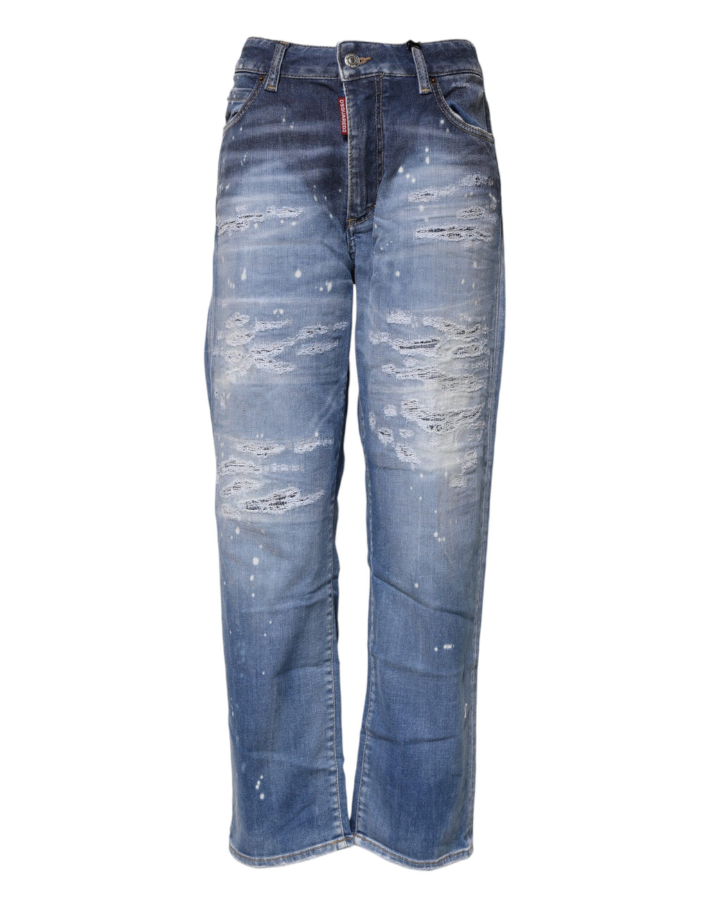Jeans droits Dsquared² en coton bleu délavé déchiré taille mi-haute
