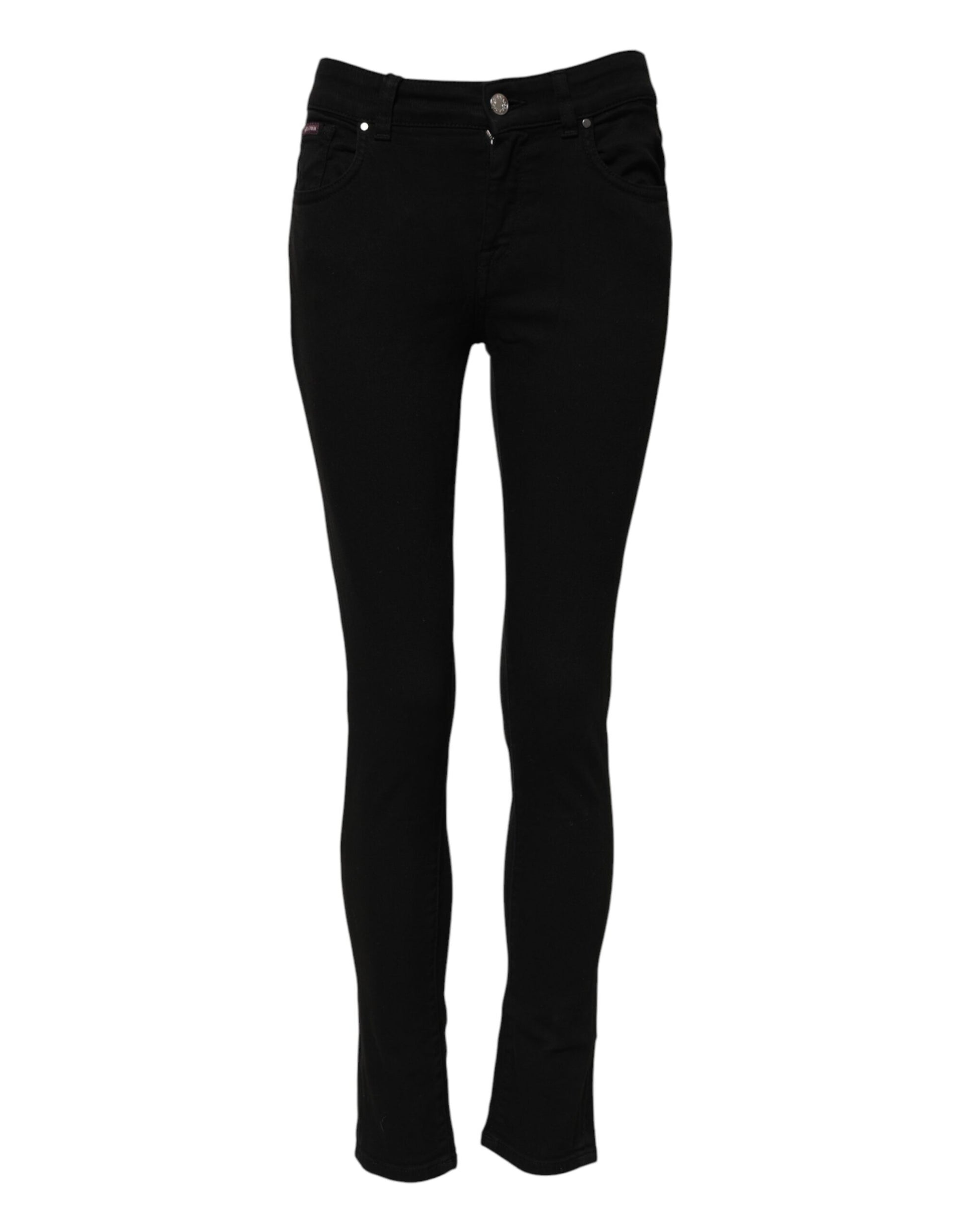 Jean en jean slim noir en coton taille mi-haute Dolce & Gabbana