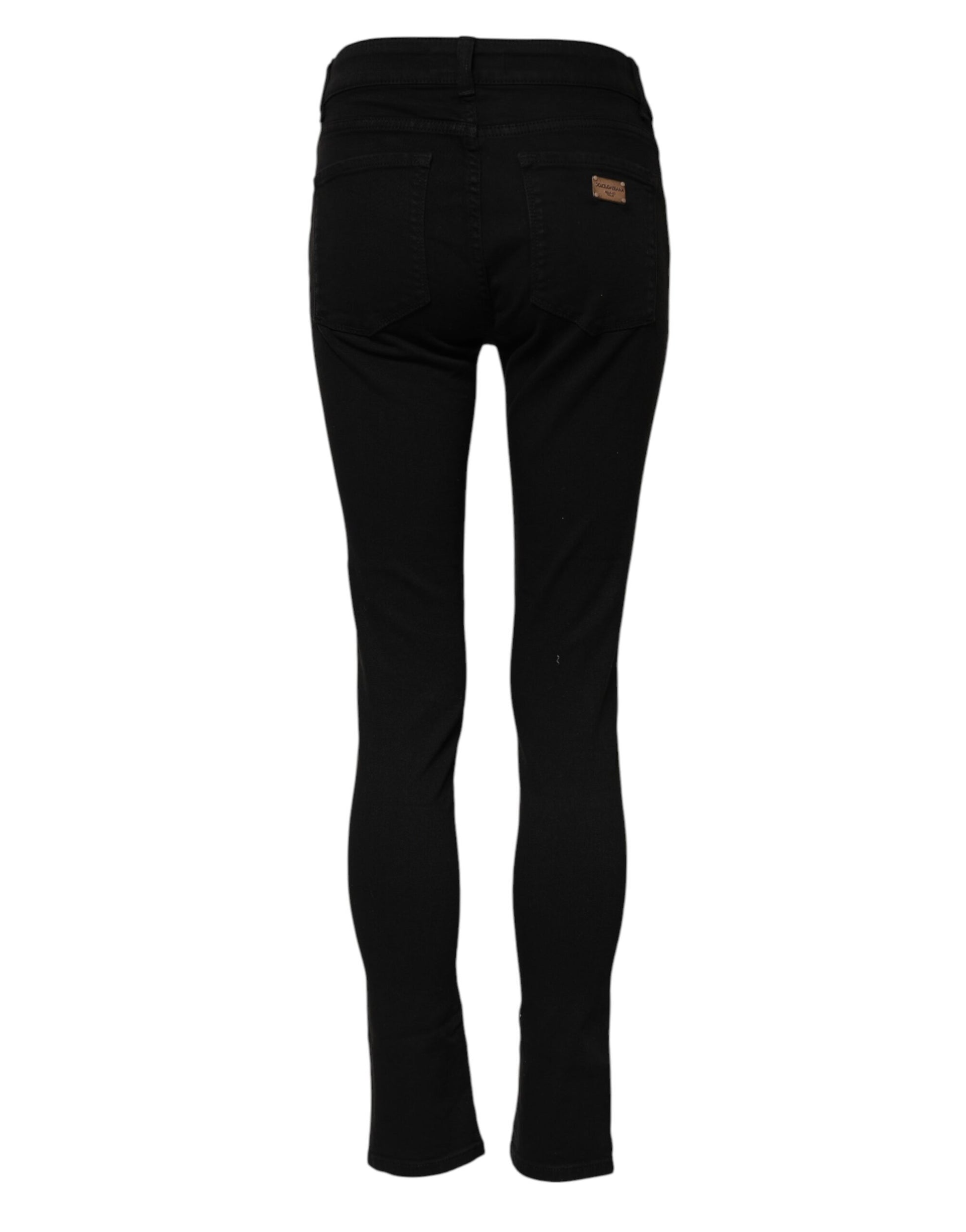 Jean en jean slim noir en coton taille mi-haute Dolce & Gabbana