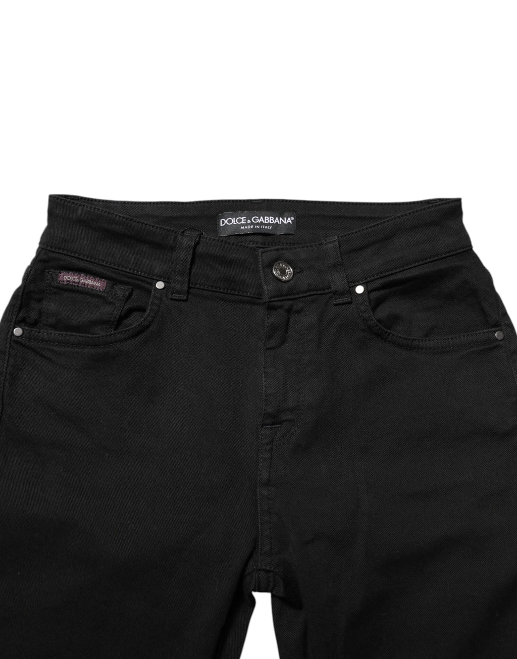 Jean en jean slim noir en coton taille mi-haute Dolce & Gabbana
