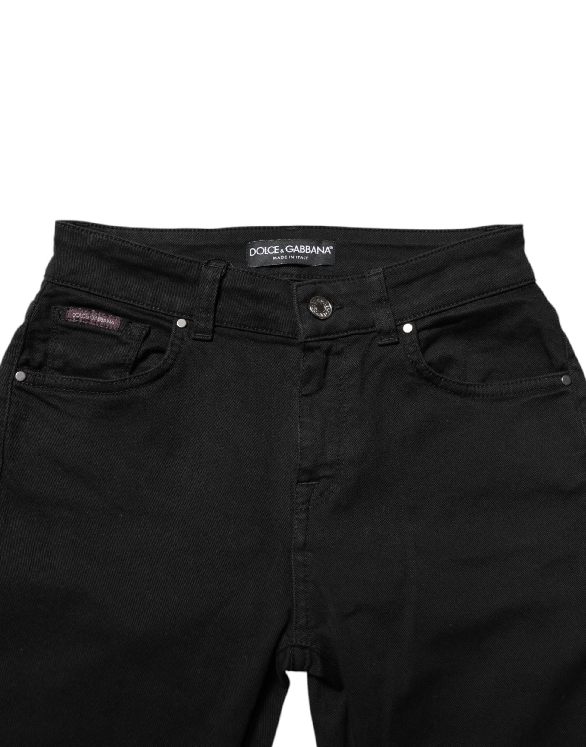 Jean en jean slim noir en coton taille mi-haute Dolce & Gabbana