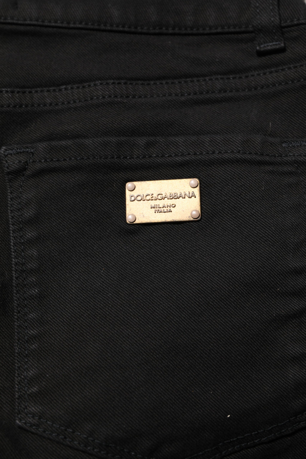 Jean en jean slim noir en coton taille mi-haute Dolce & Gabbana