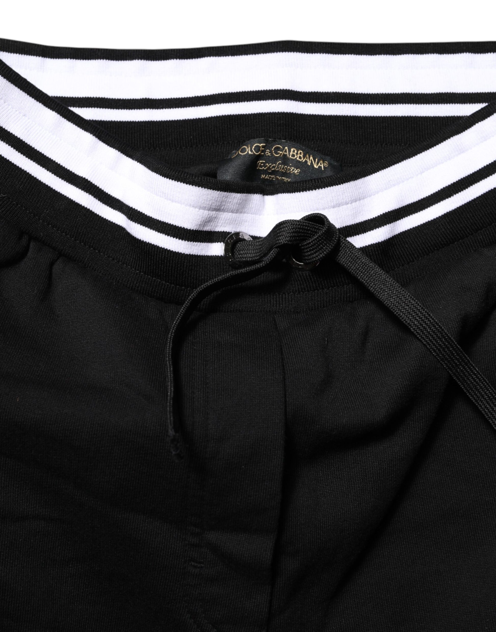 Pantalon de jogging taille moyenne en coton noir Dolce & Gabbana