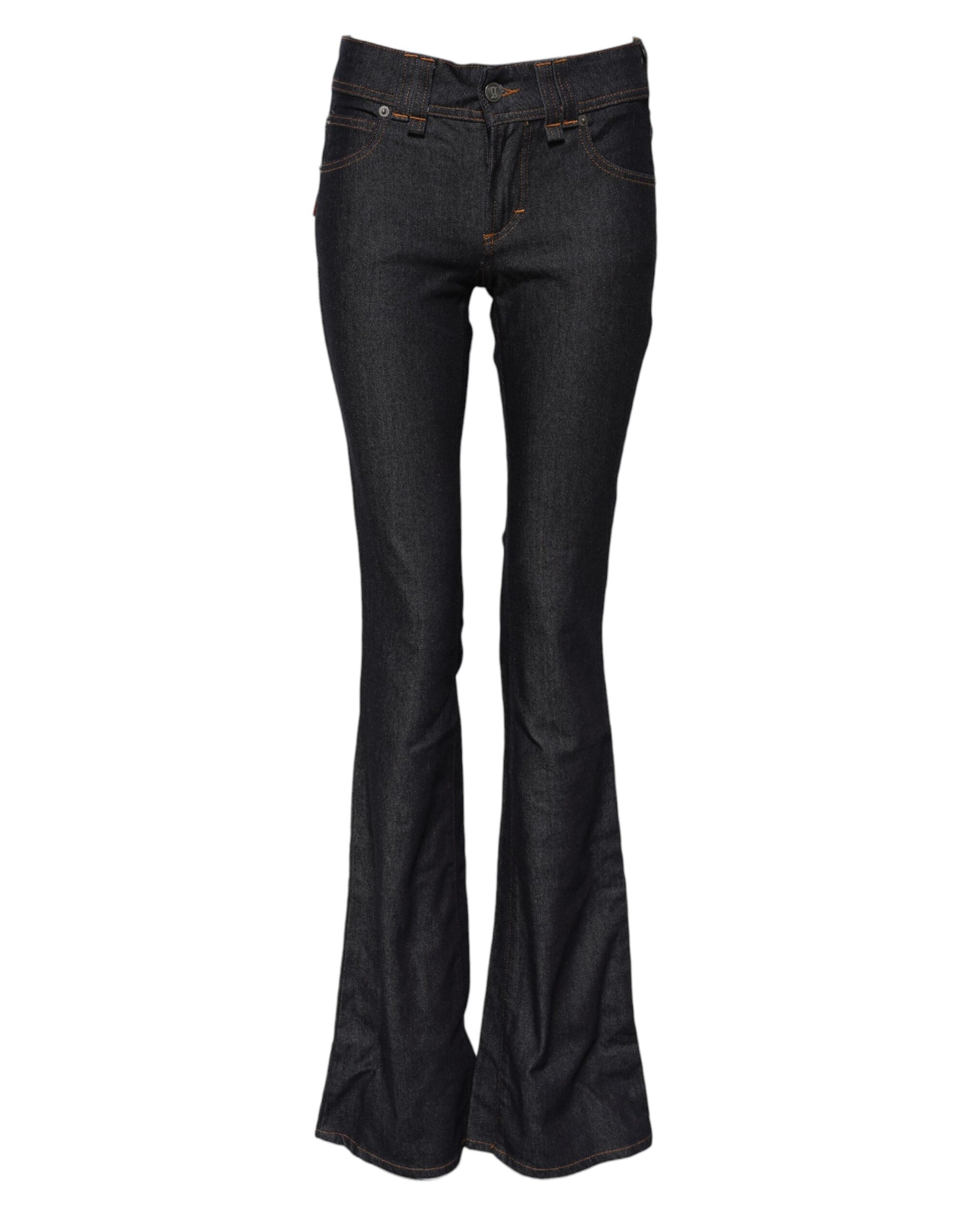 Jeans en denim John Galliano bleu, taille mi-haute, coupe large en coton
