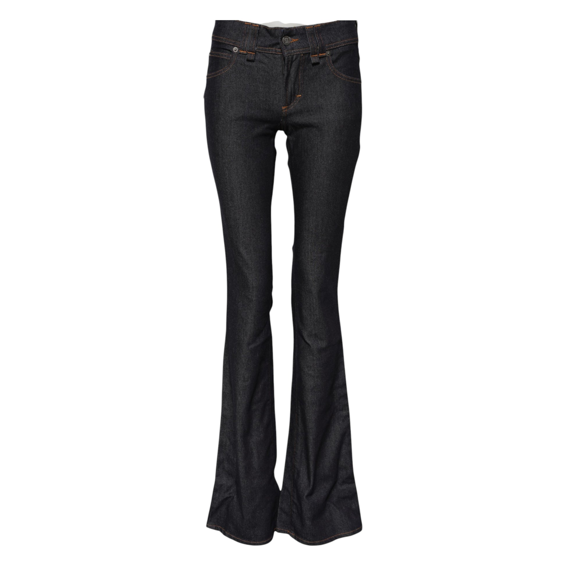 Jeans en denim John Galliano bleu, taille mi-haute, coupe large en coton