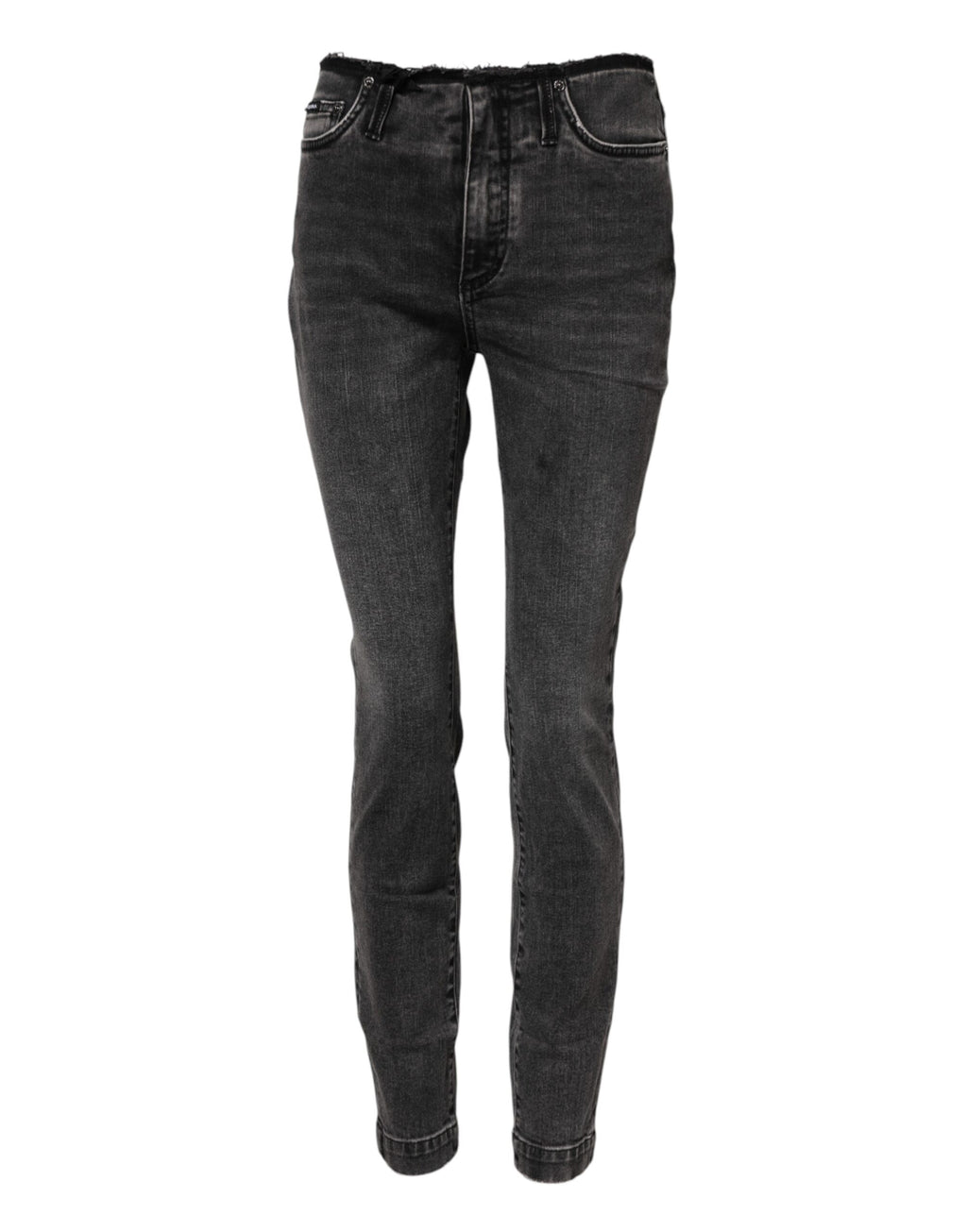 Jeans en denim coupe skinny gris en coton taille mi-haute Dolce & Gabbana