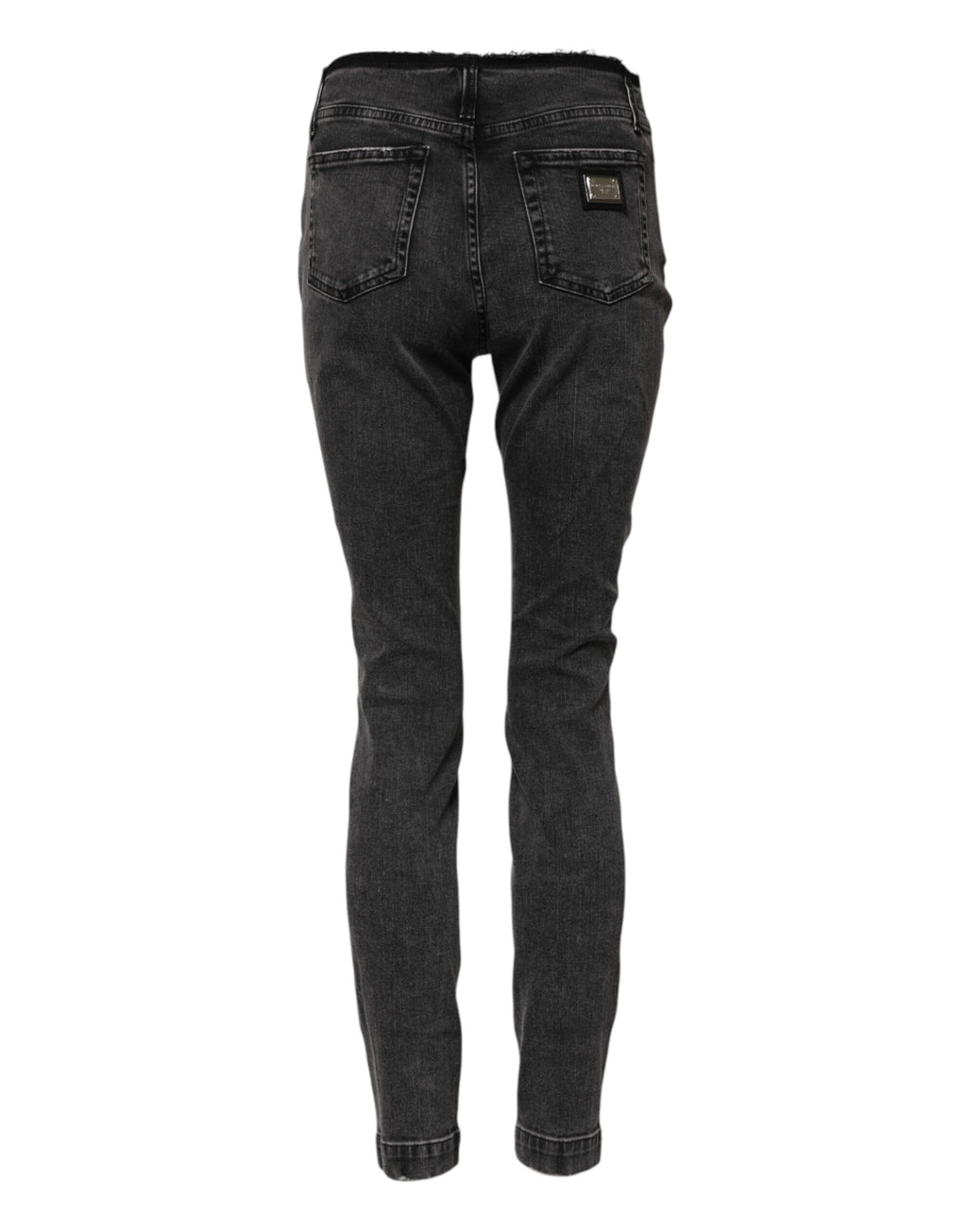 Jeans en denim coupe skinny gris en coton taille mi-haute Dolce & Gabbana