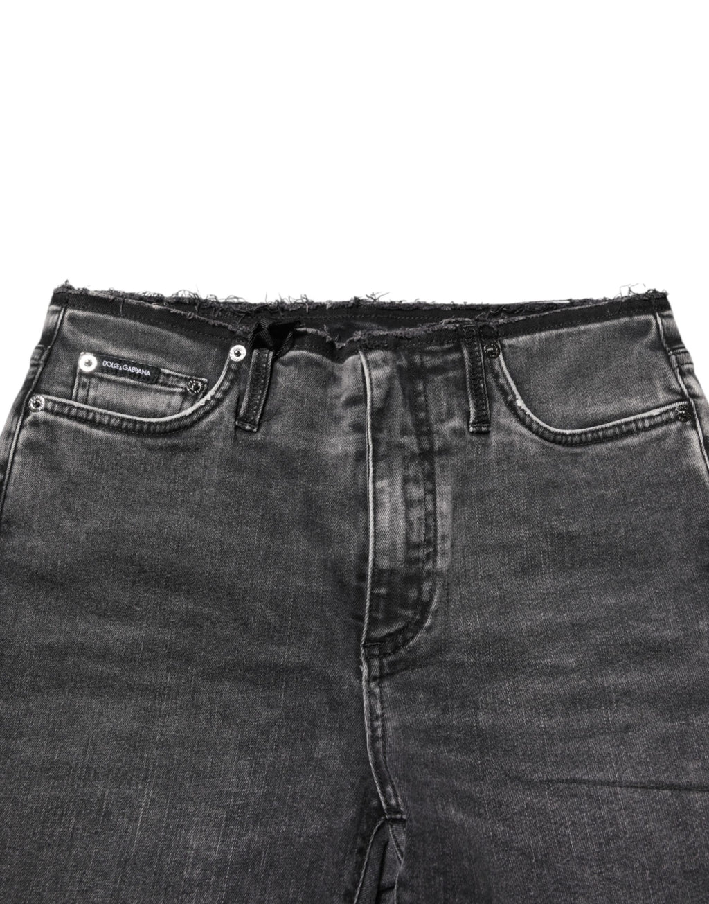Jeans en denim coupe skinny gris en coton taille mi-haute Dolce & Gabbana