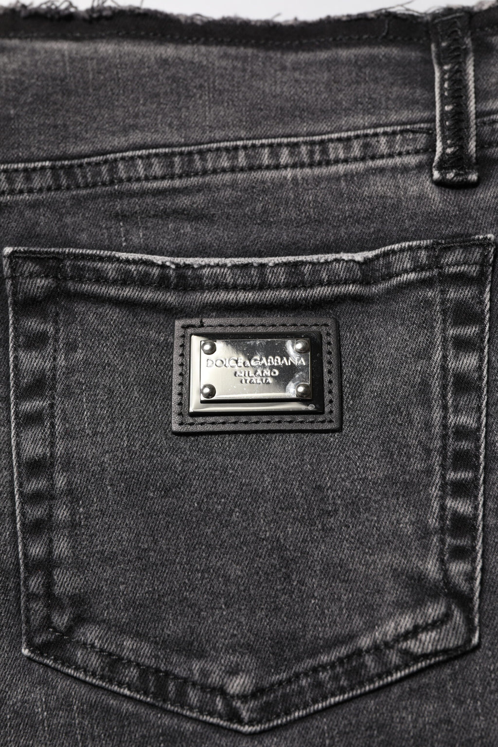 Jeans en denim coupe skinny gris en coton taille mi-haute Dolce & Gabbana