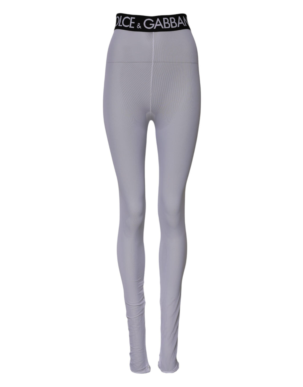 Pantalon Legging Dolce & Gabbana Gris en Nylon Taille Moyenne avec Logo DG